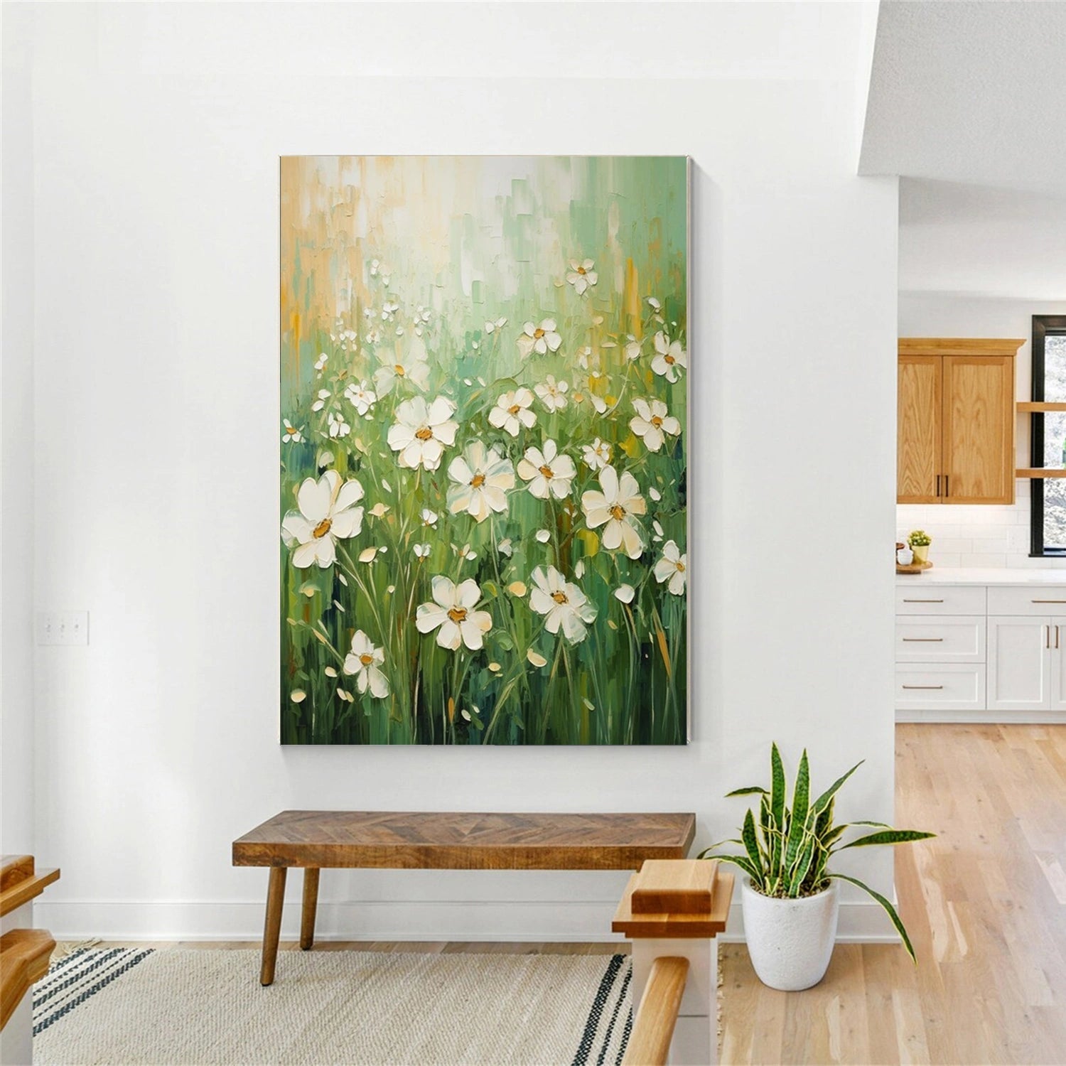 Vibrant Field of Flowers Art – Modern Floral Canvas for Decor #JJ 289