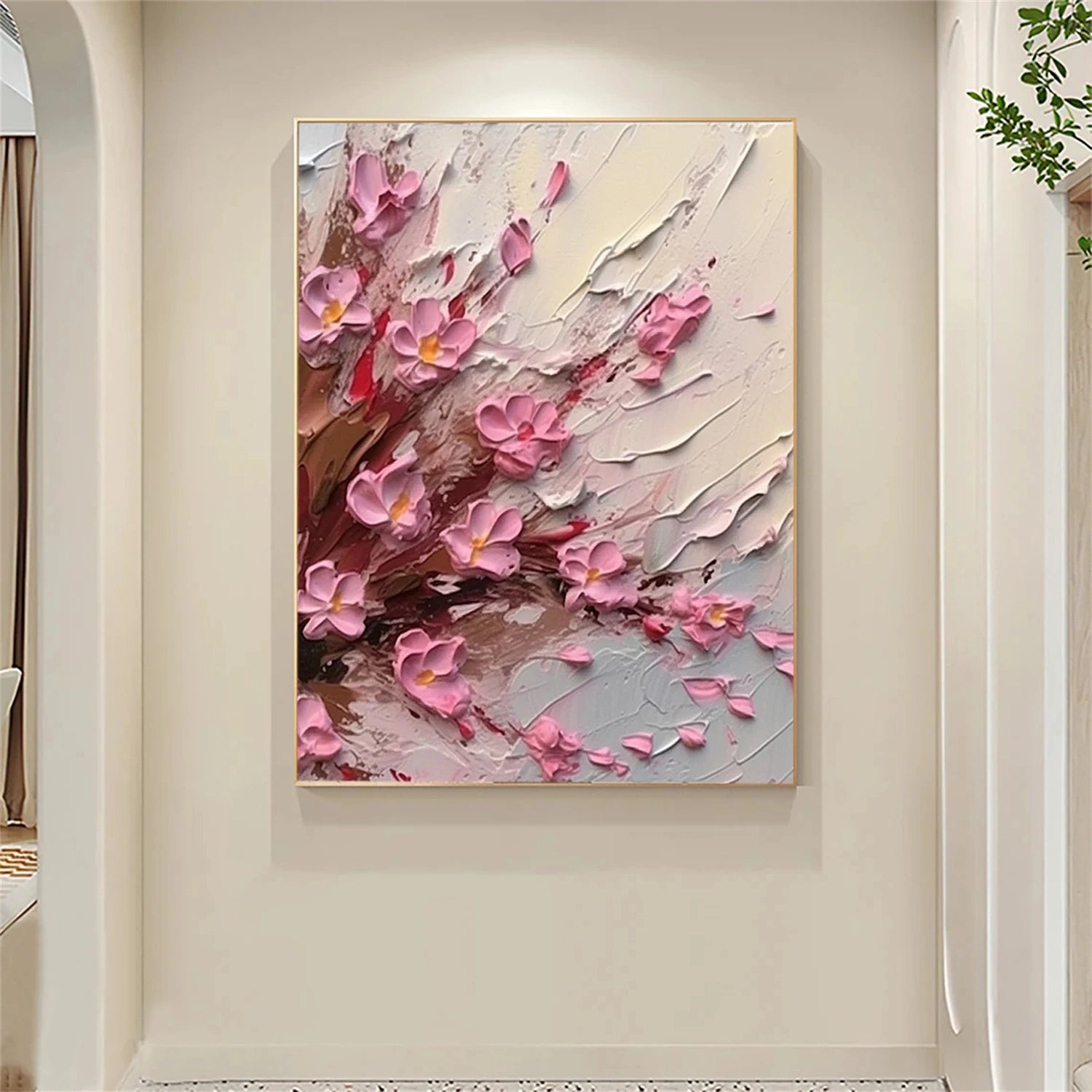 Pink Flower Oil Paintings - Bring Nature's Beauty Indoors #JJ 332