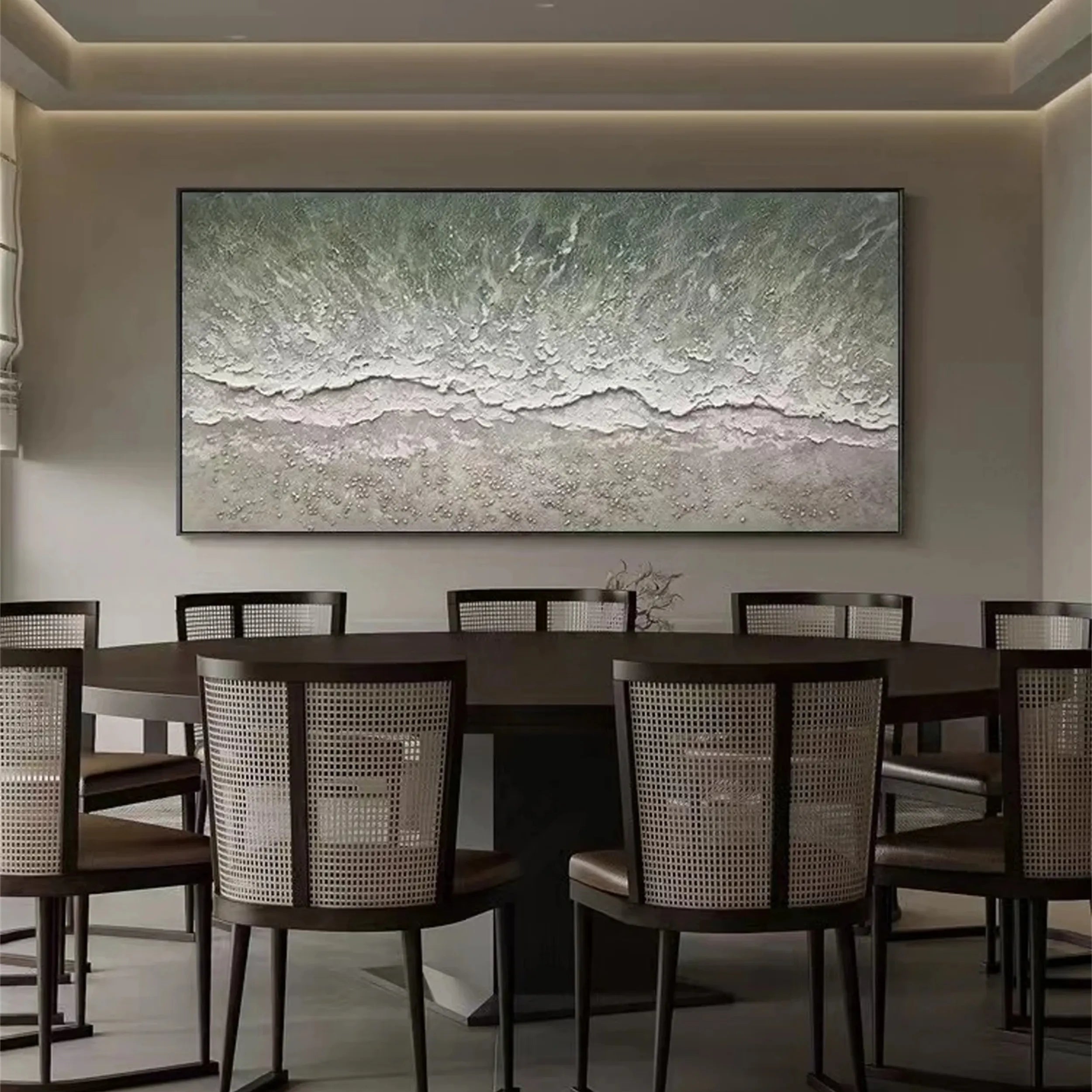 Oversized Abstract Wall Art Horizontal | Textured Ocean Beach Painting #ZZ 077