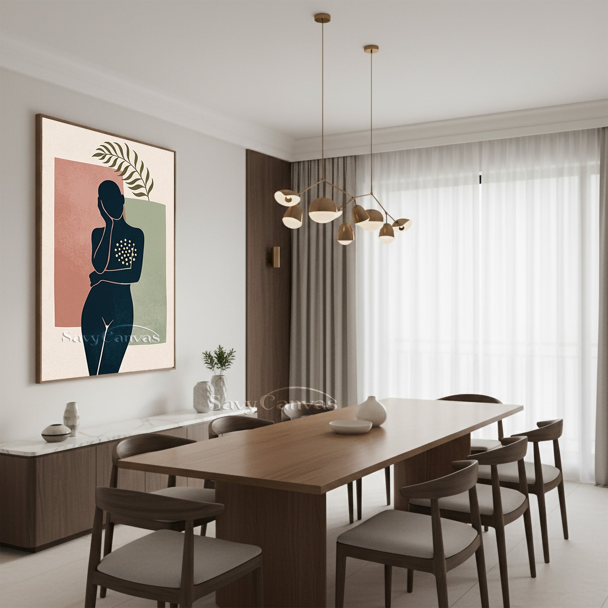 Minimalist Female Silhouette Abstract Wall Art Canvas #SS 179