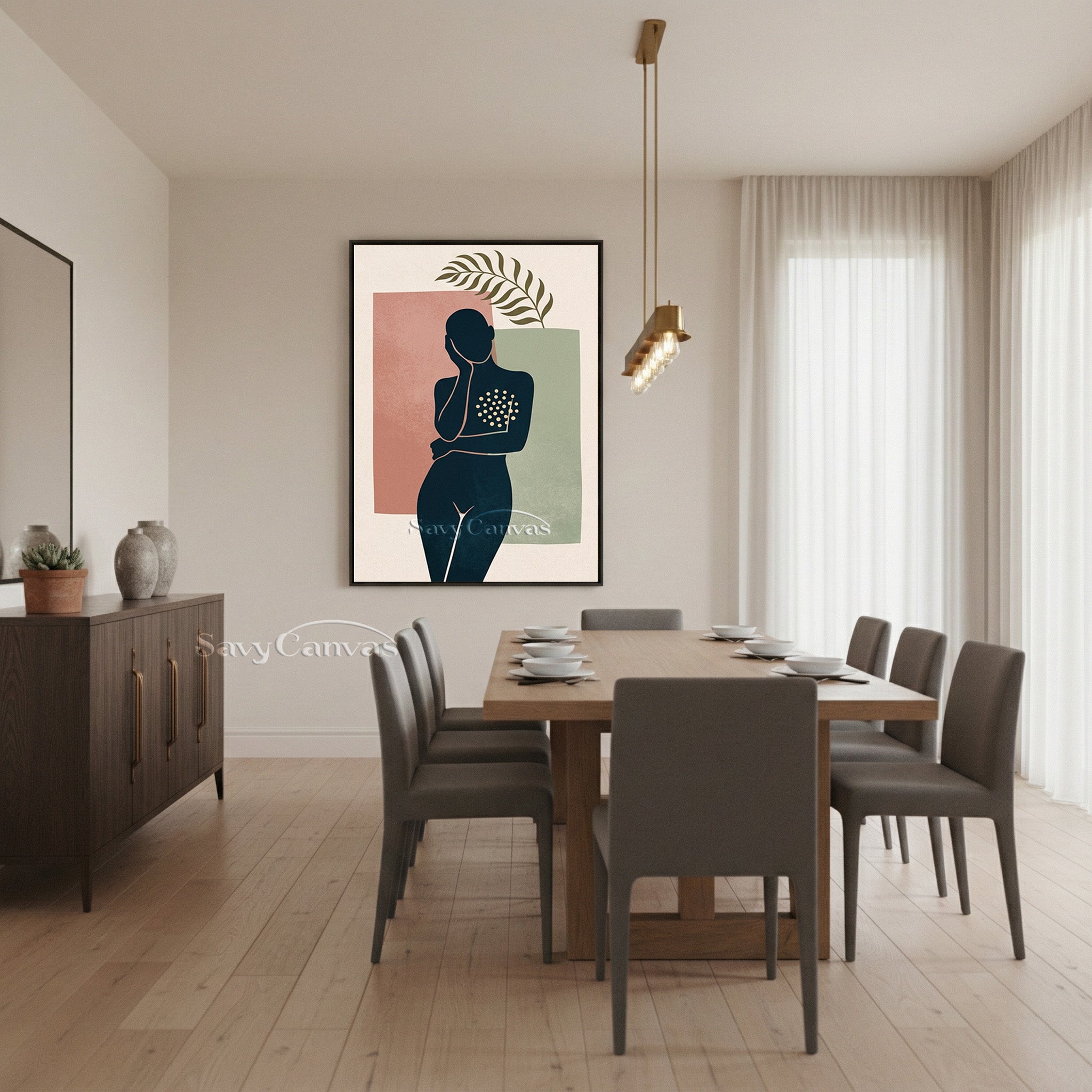 Minimalist Female Silhouette Abstract Wall Art Canvas #SS 179