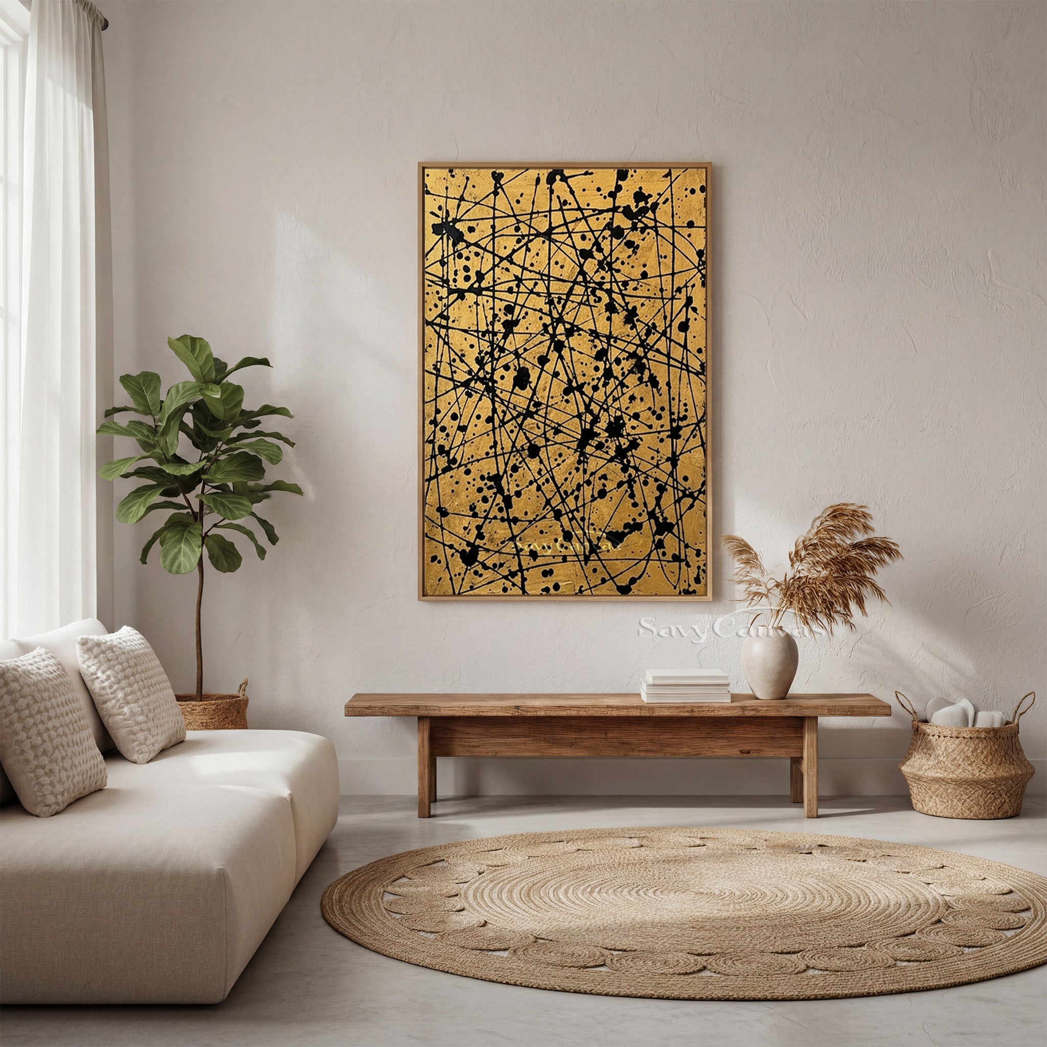 Luxury Gold Abstract Wall Art for Entrance Foyer & Hallway #AA 524