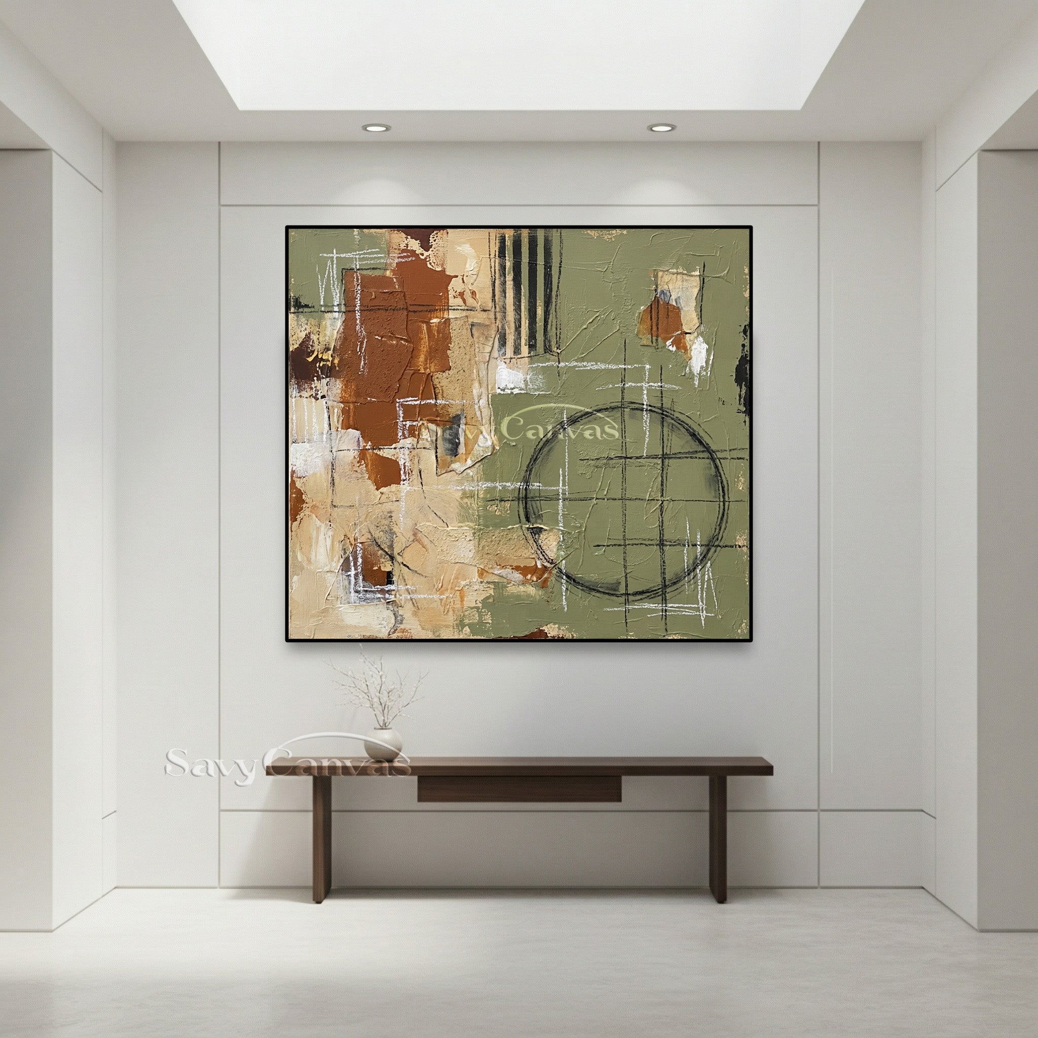 Textured Abstract Canvas Painting - Earthy Mid-Century Style #SS 021