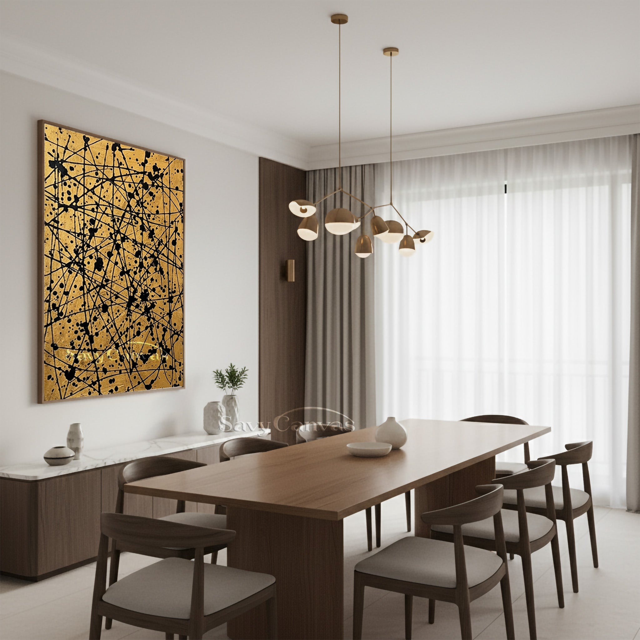 Luxury Gold Abstract Wall Art for Entrance Foyer & Hallway #AA 524