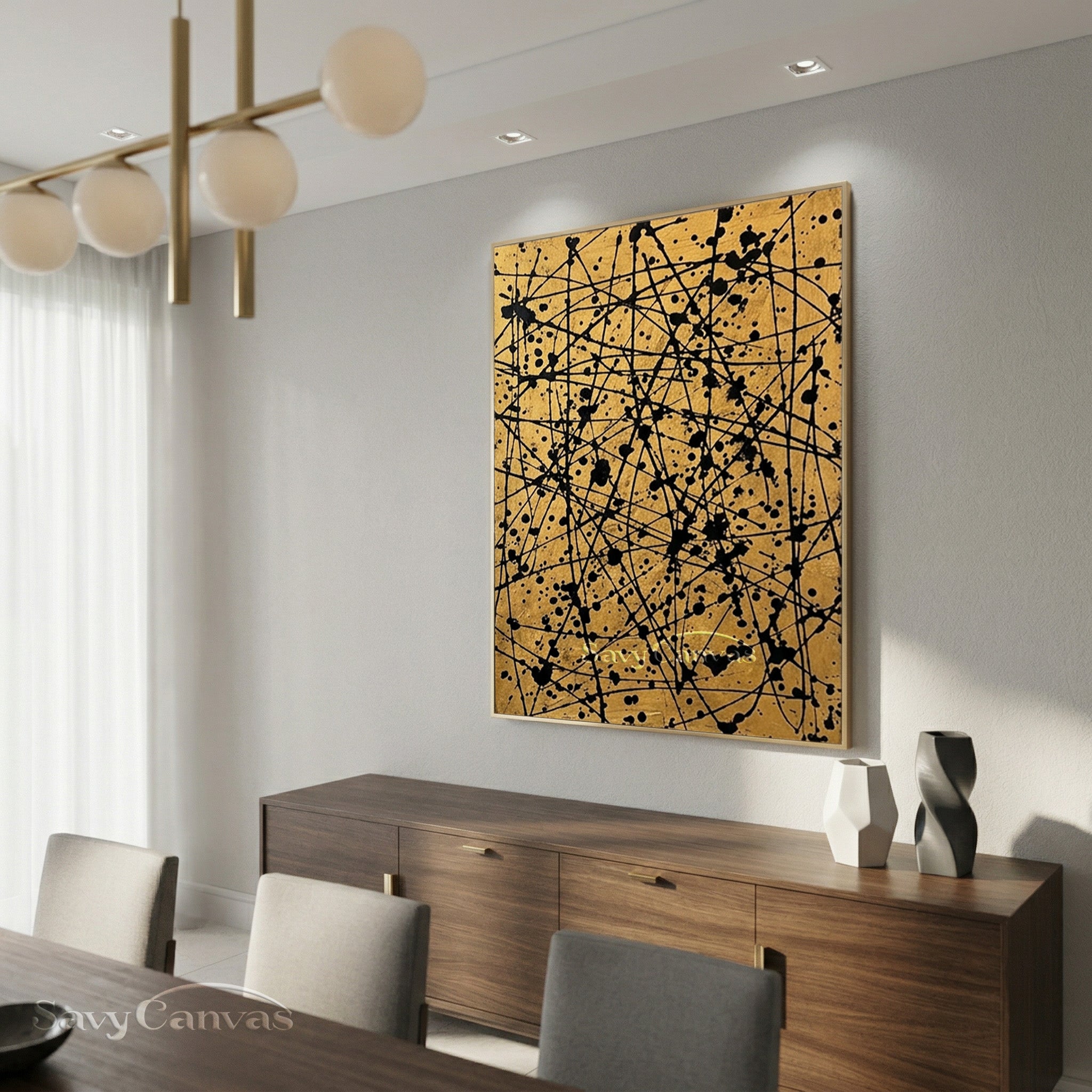 Luxury Gold Abstract Wall Art for Entrance Foyer & Hallway #AA 524