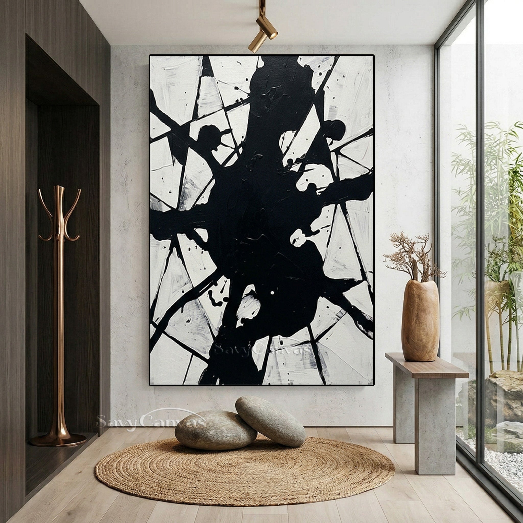 Large Gallery-Style Black and White Abstract | Textured Wall Art