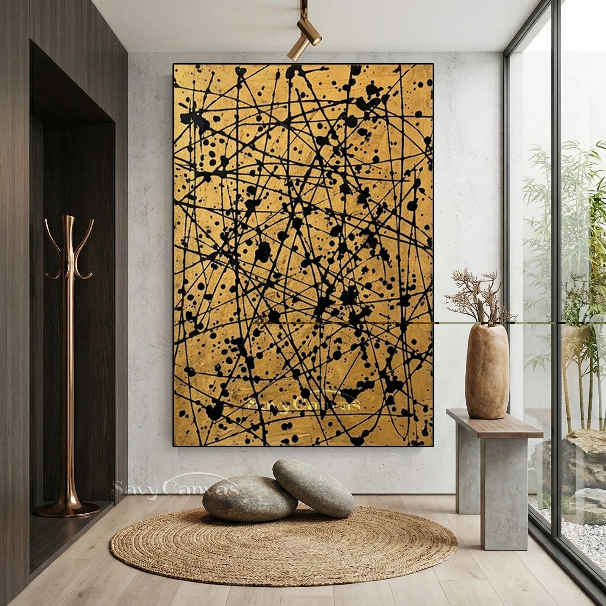 Luxury Gold Abstract Wall Art for Entrance Foyer & Hallway #AA 524