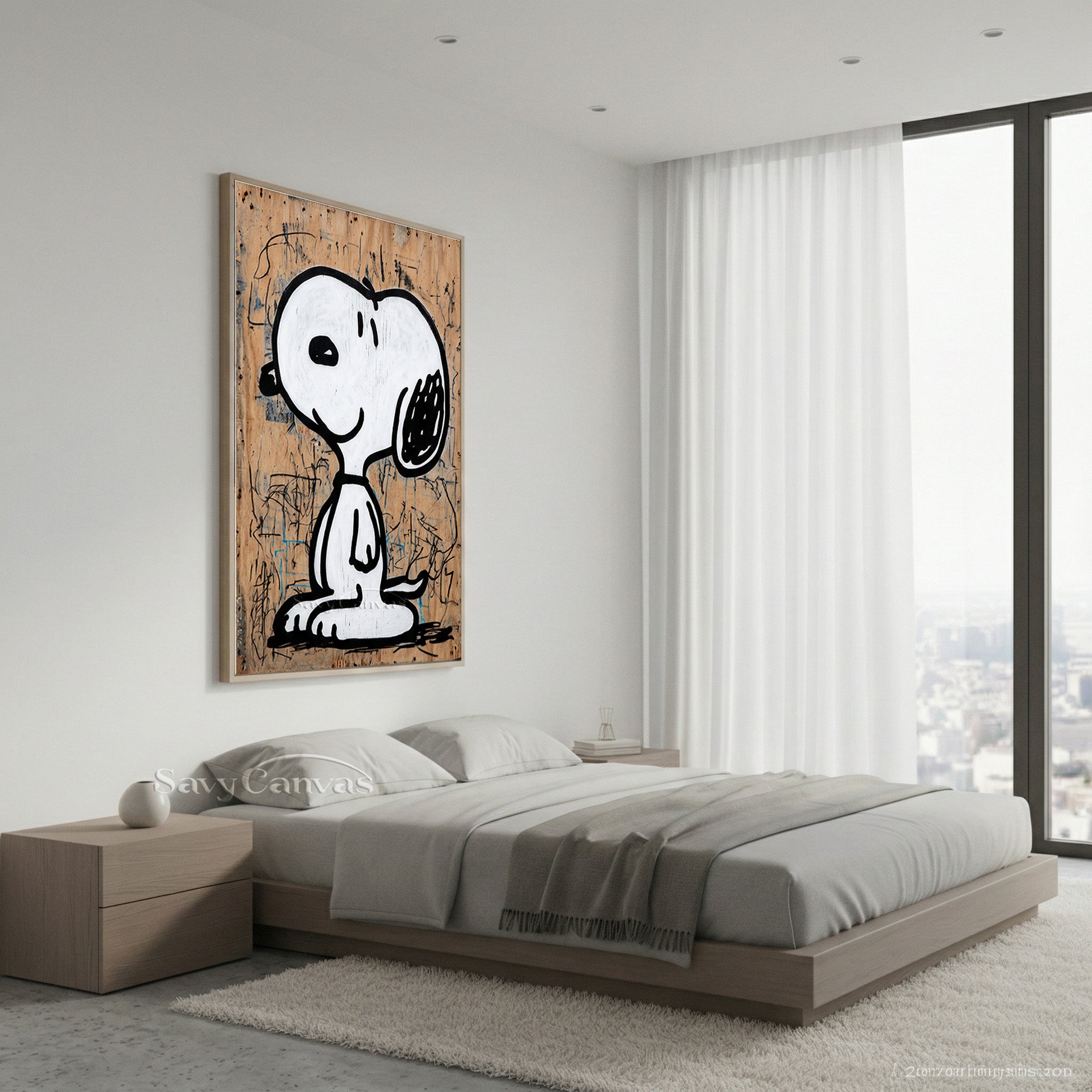 Modern Snoopy Graffiti Wood Art - Handmade Pop Art Painting #SS 061