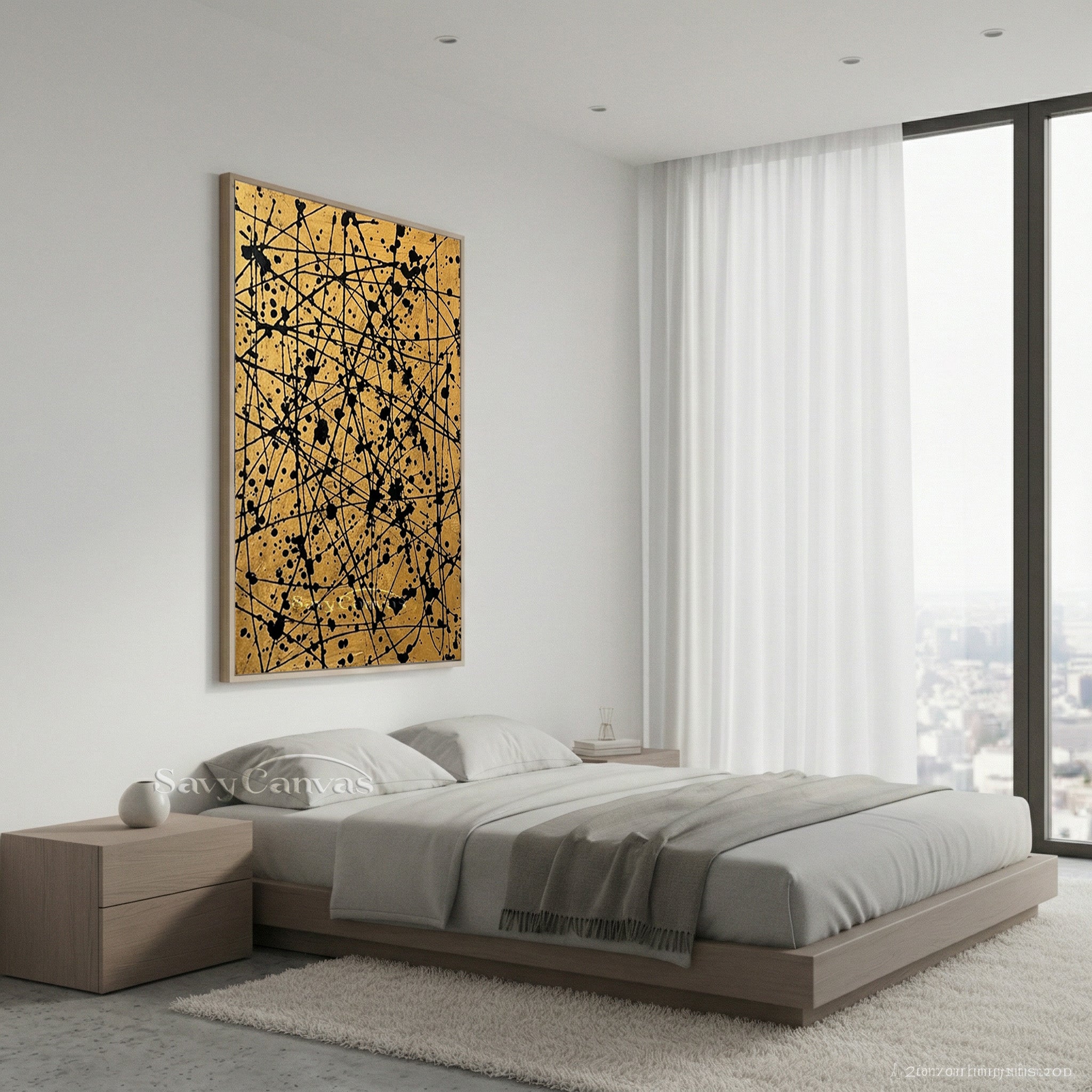 Luxury Gold Abstract Wall Art for Entrance Foyer & Hallway #AA 524
