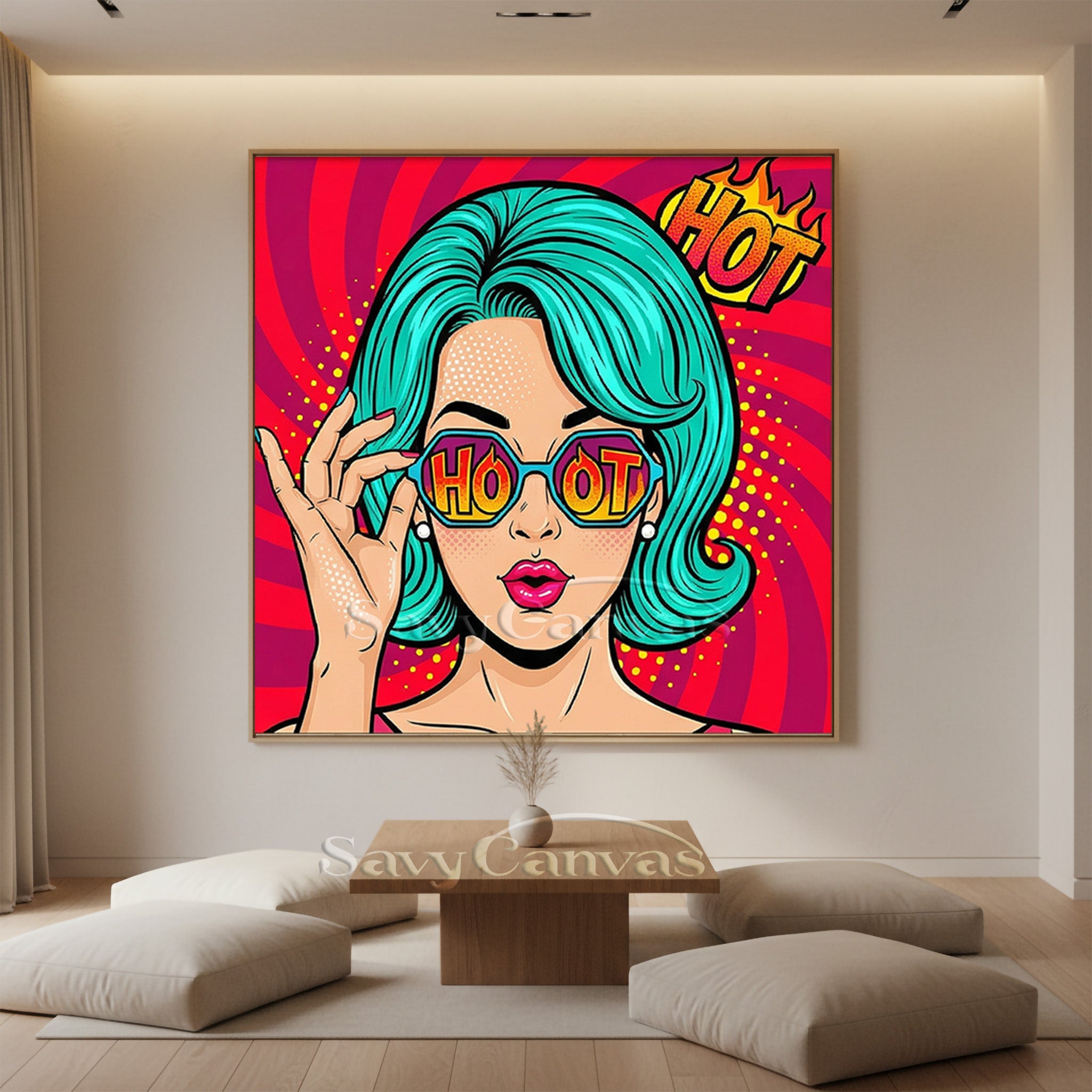 Handmade Pop Art Canvas - Retro Fashion Girl Wall Decor #SS 049