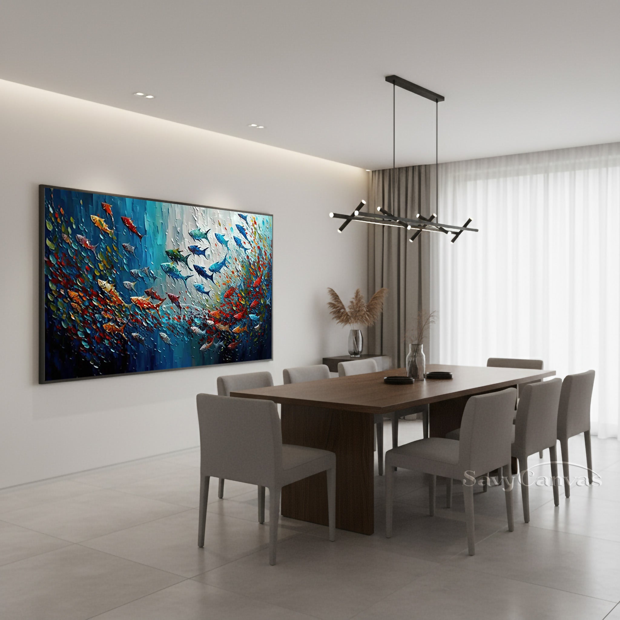 3D Textured Impasto Fish Canvas Art | Modern Colorful Oil Painting #SS 026