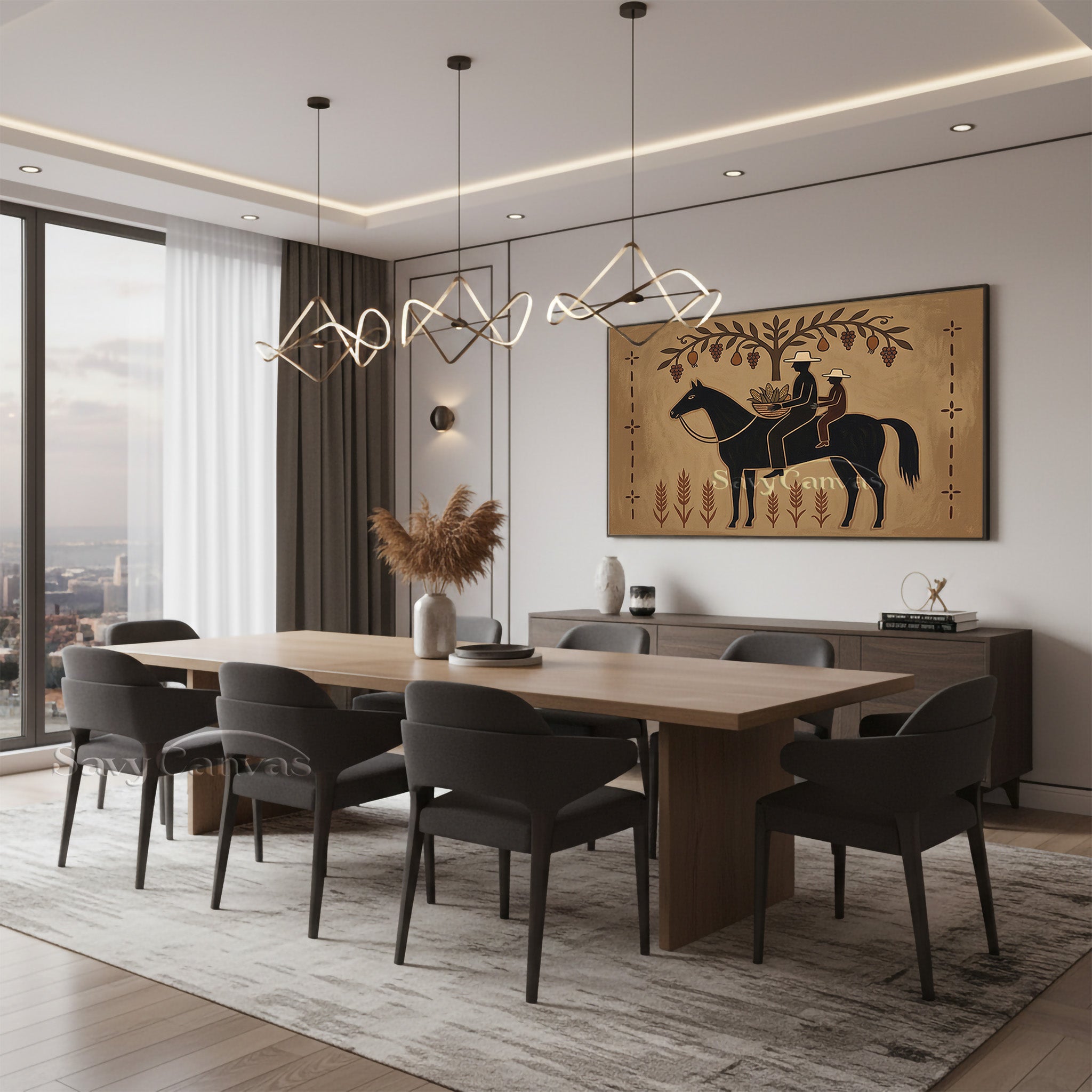 Rustic Folk Art Horse and Farmer Oil Painting | Harvest Wall Decor #SS 038