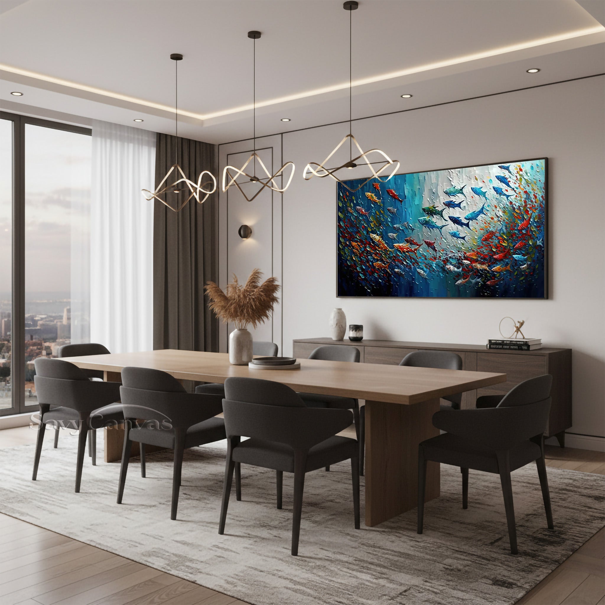 3D Textured Impasto Fish Canvas Art | Modern Colorful Oil Painting #SS 026