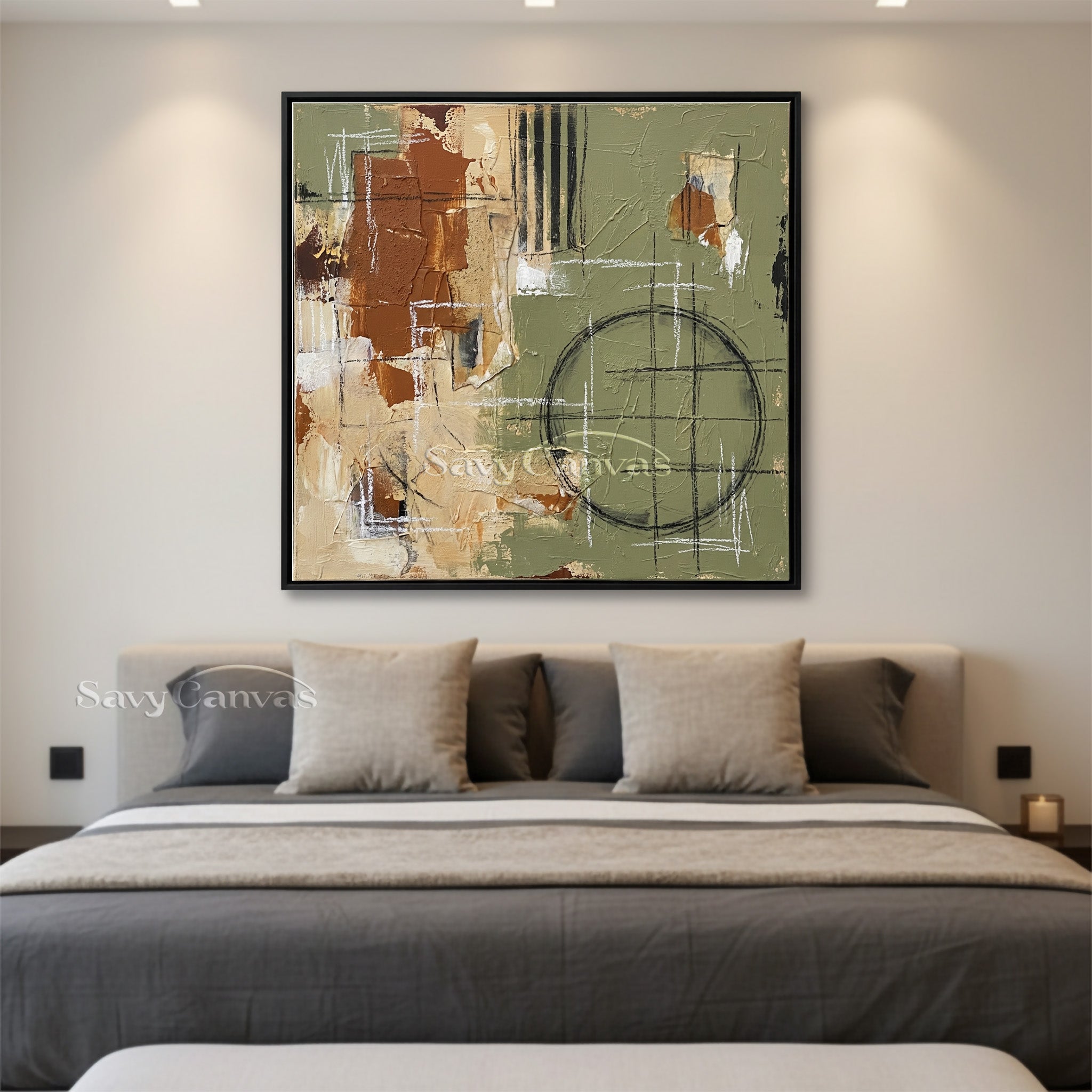 Textured Abstract Canvas Painting - Earthy Mid-Century Style #SS 021