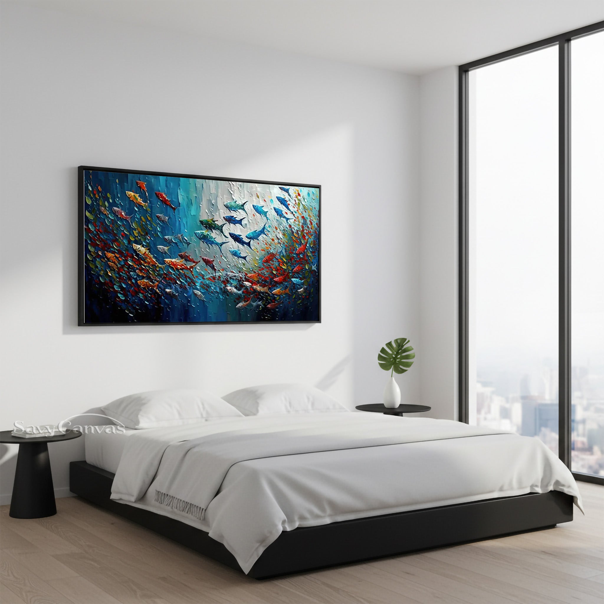 3D Textured Impasto Fish Canvas Art | Modern Colorful Oil Painting #SS 026