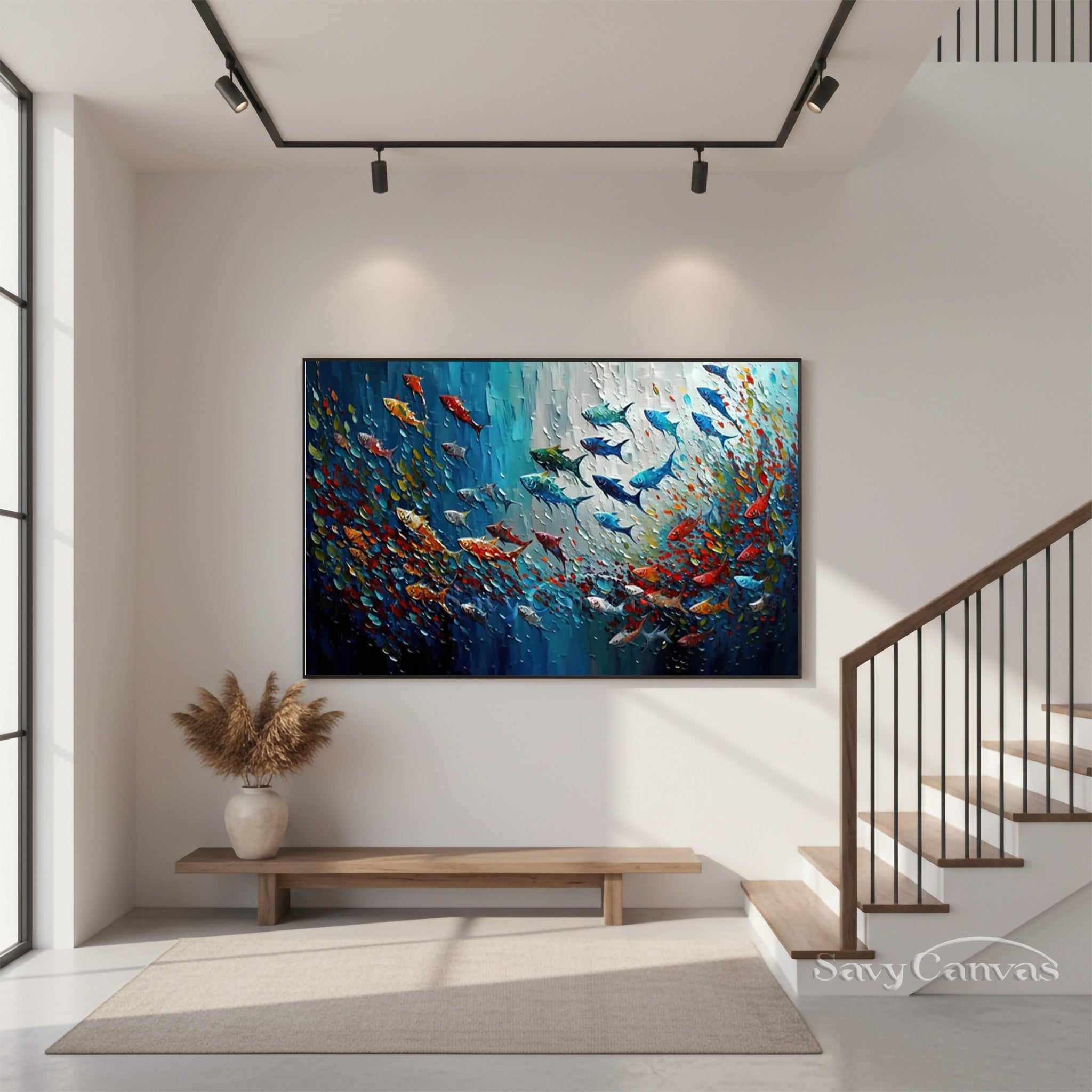 3D Textured Impasto Fish Canvas Art | Modern Colorful Oil Painting #SS 026