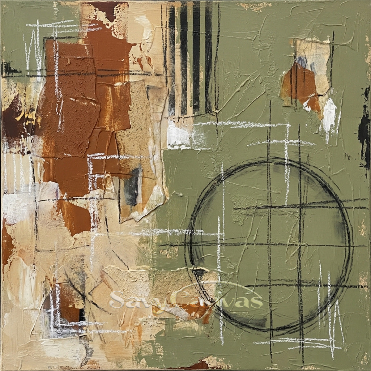 Industrial Style Abstract Mixed Media Art - Earthy Tones