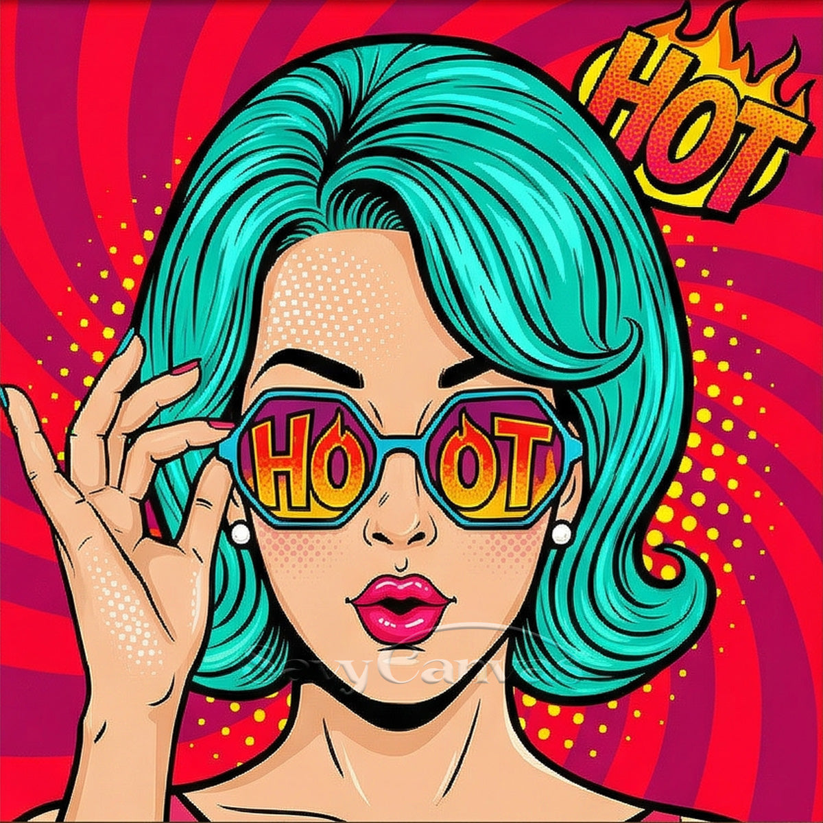 Handmade Pop Art Canvas - Retro Fashion Girl Wall Decor #SS 049