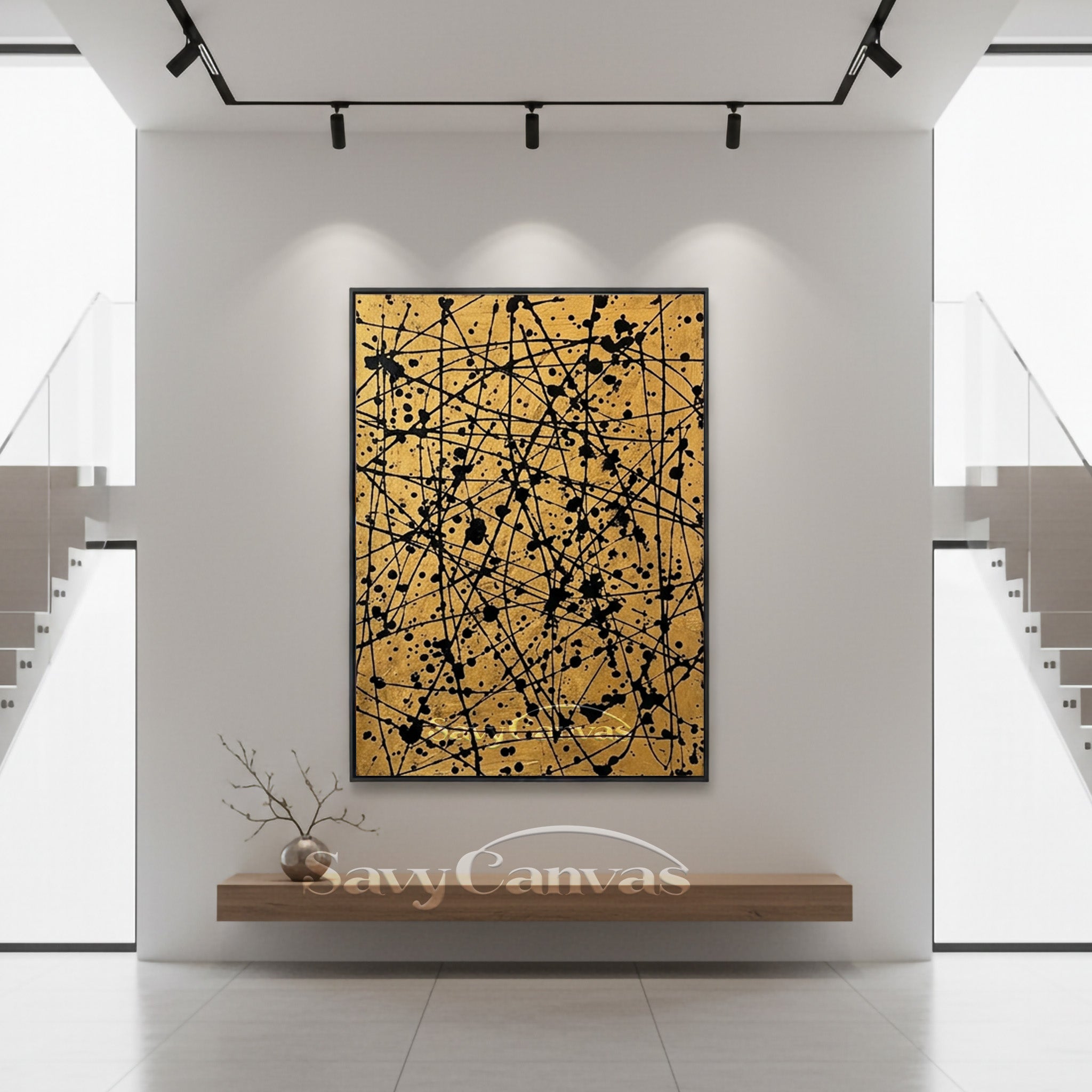 Luxury Gold Abstract Wall Art for Entrance Foyer & Hallway #AA 524
