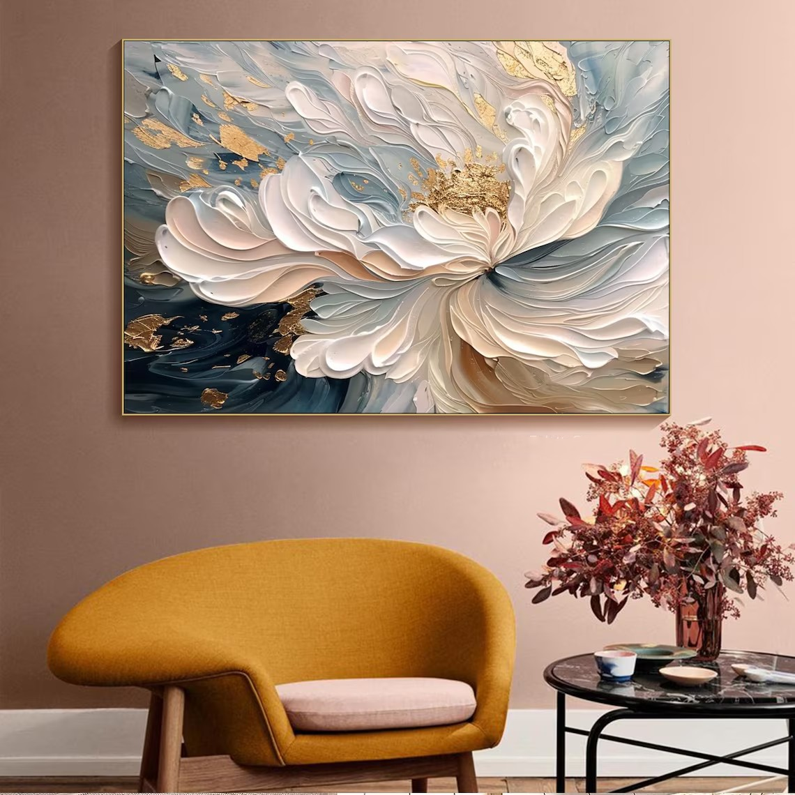 Large Abstract Flower Oil Painting for Living Room Decor #TC 099
