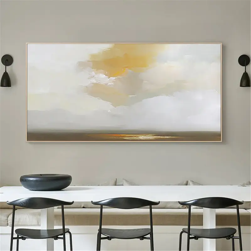 Earth Tone Horizon Abstract Wall Art-Modern Landscape Painting Canvas #JJ 263