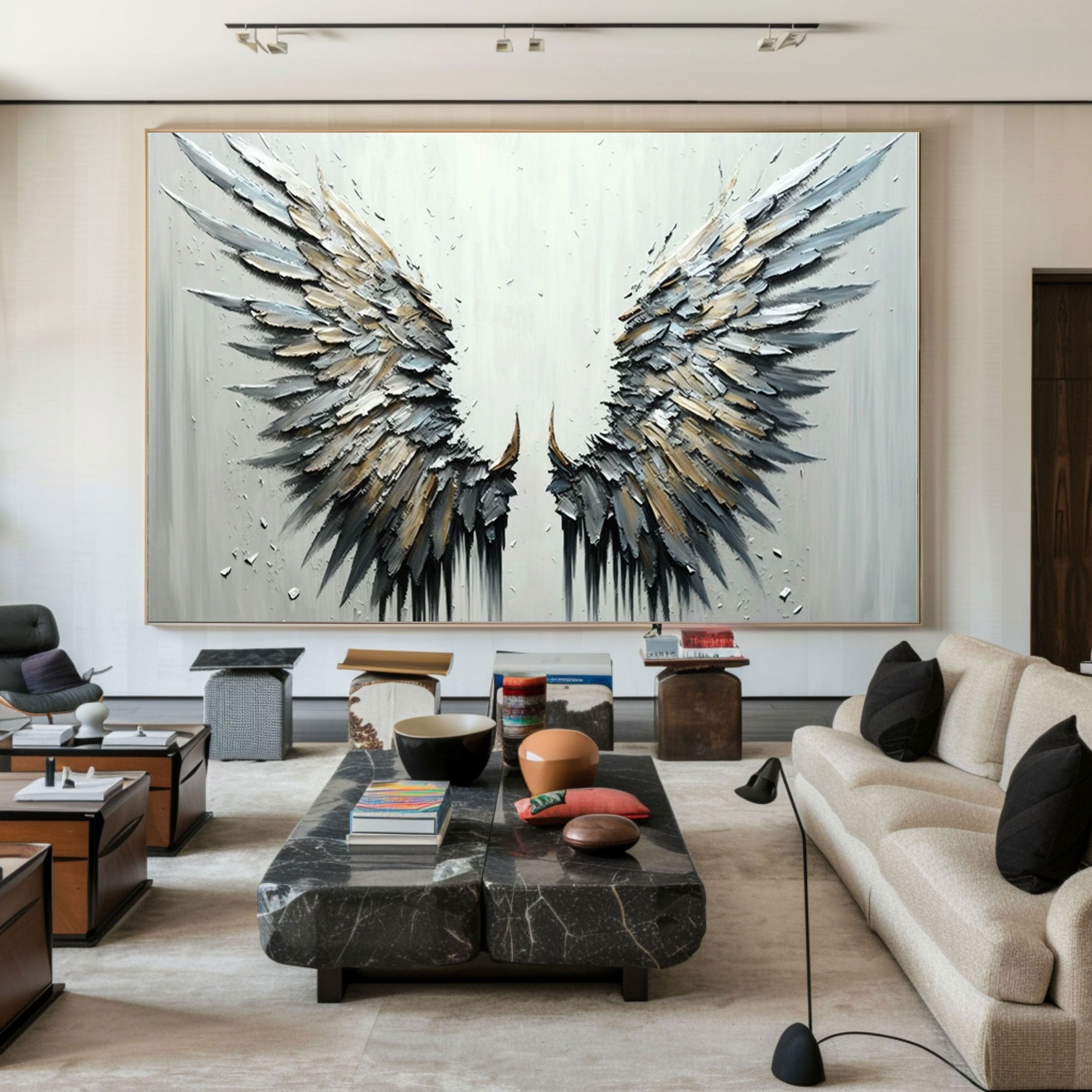 Textured Angel Wings Oil Painting | Large 3D Wall Art Decor #ZZ 004