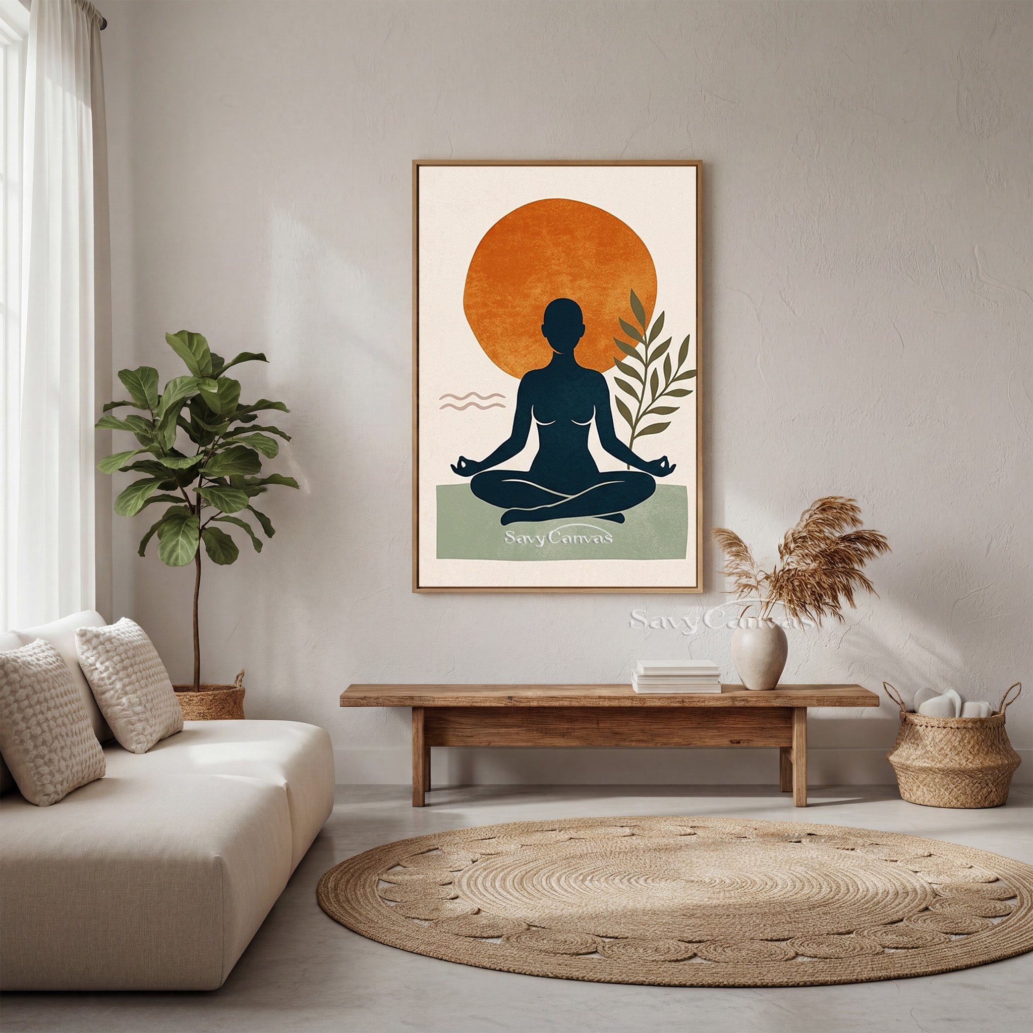 Boho Yoga Wall Art - Minimalist Meditation Canvas Painting #SS 180