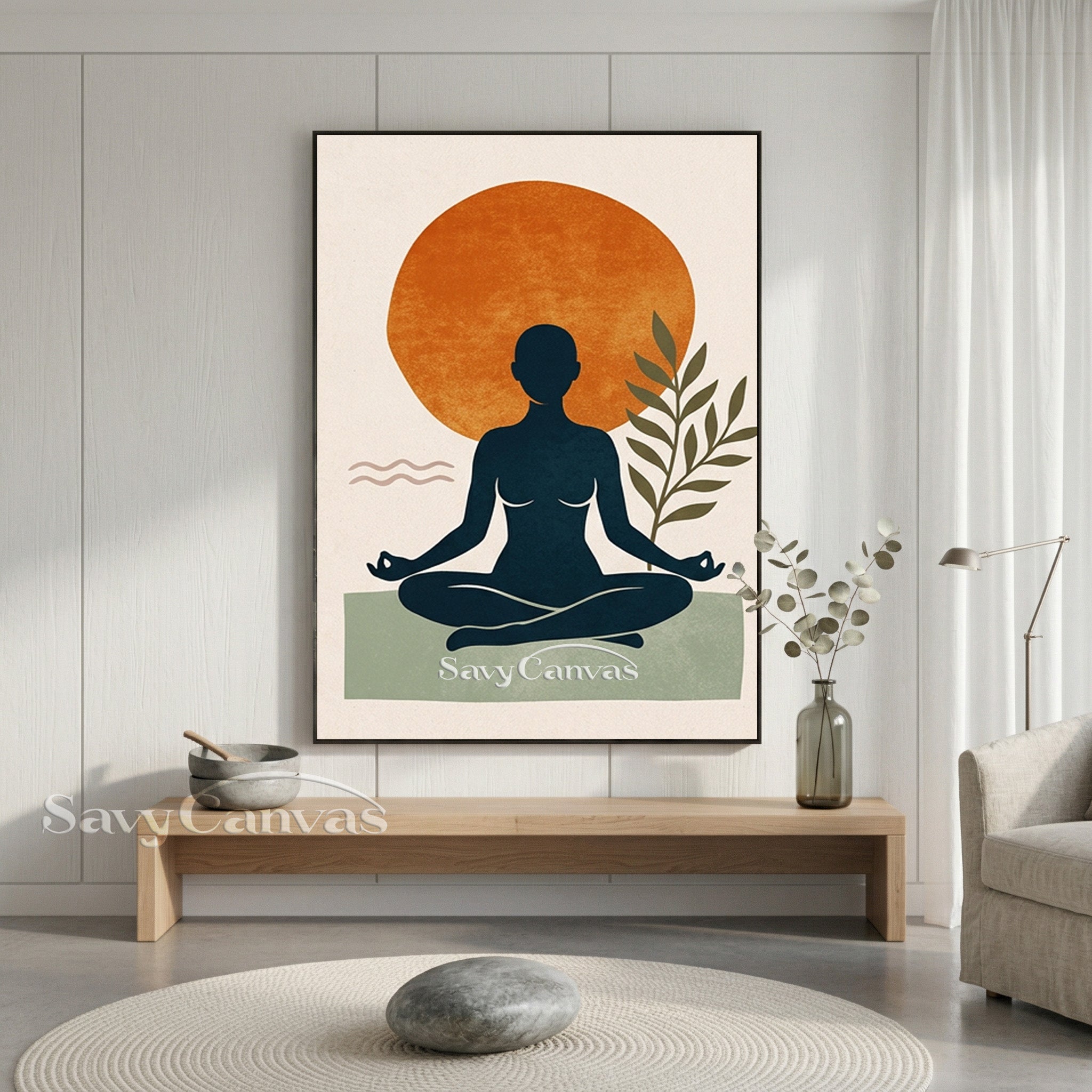Boho Yoga Wall Art - Minimalist Meditation Canvas Painting #SS 180