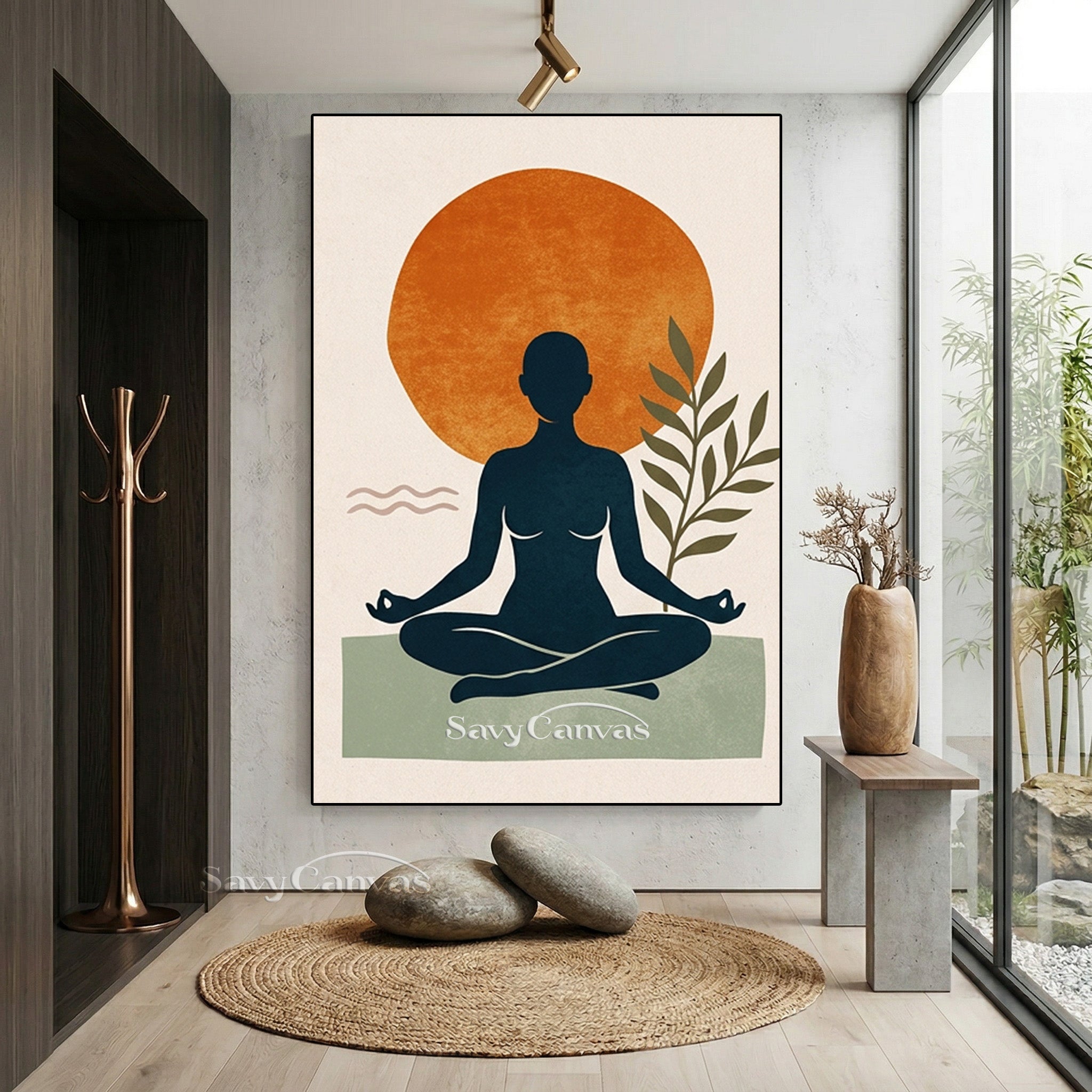 Boho Yoga Wall Art - Minimalist Meditation Canvas Painting #SS 180