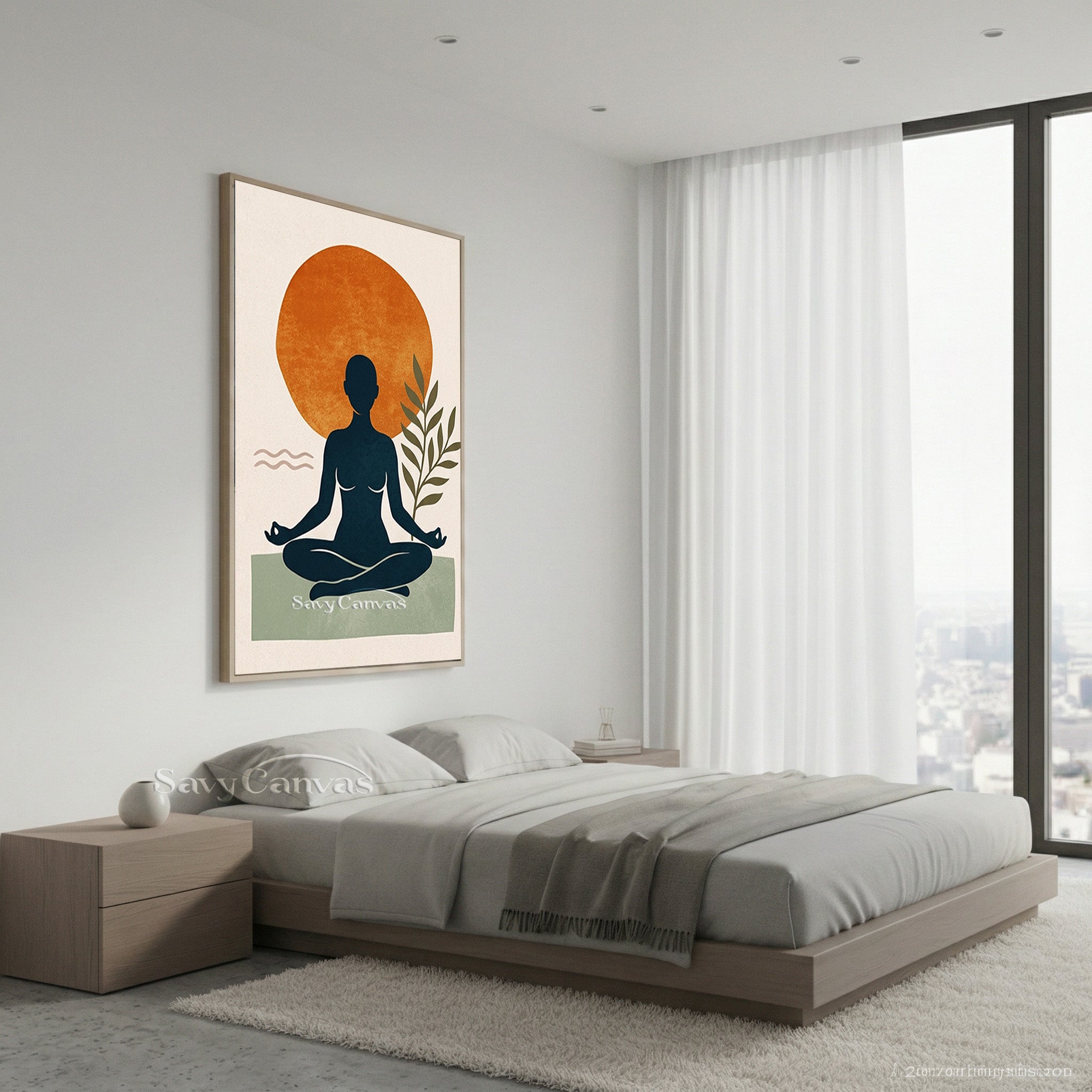 Boho Yoga Wall Art - Minimalist Meditation Canvas Painting #SS 180