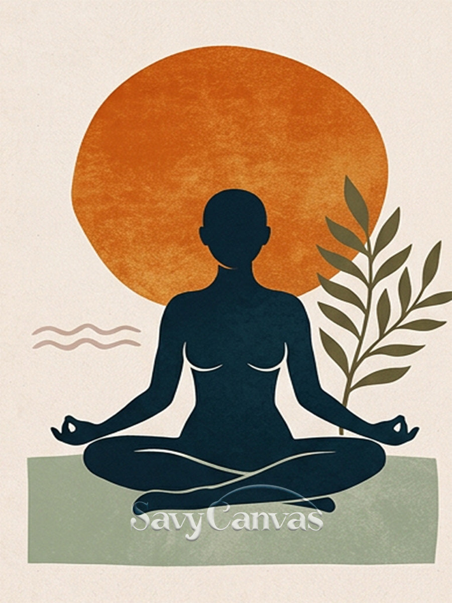 Boho Yoga Wall Art - Minimalist Meditation Canvas Painting #SS 180