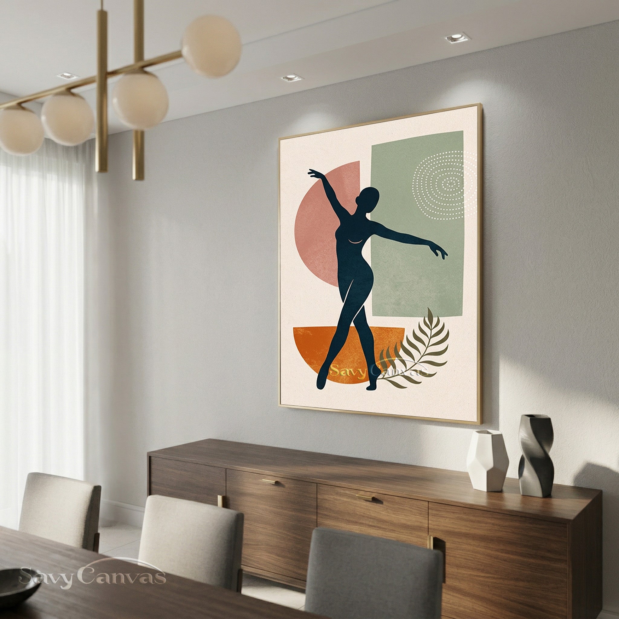 Elegant Dancing Woman Canvas Art - Minimalist Figure Decor #SS 181