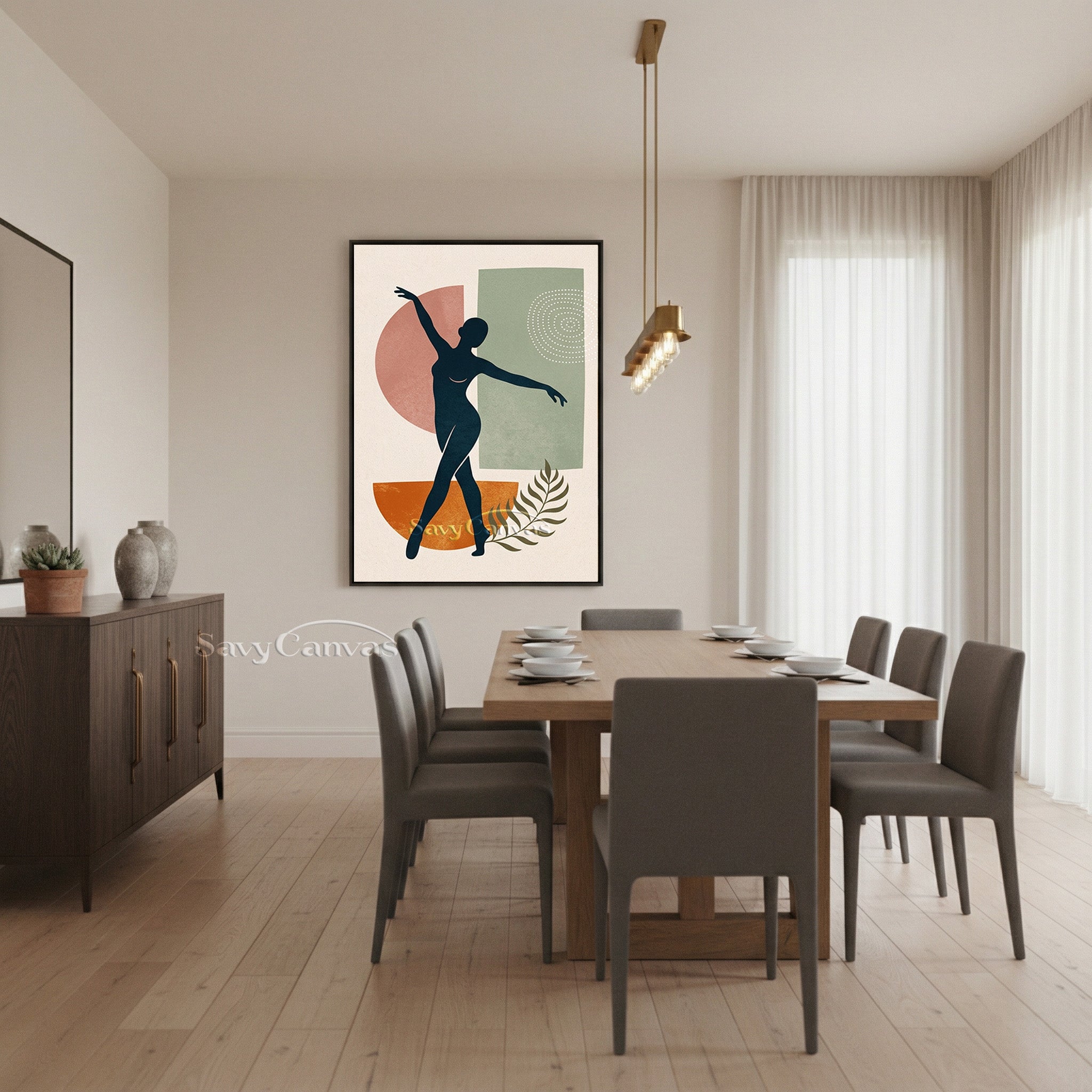 Elegant Dancing Woman Canvas Art - Minimalist Figure Decor #SS 181