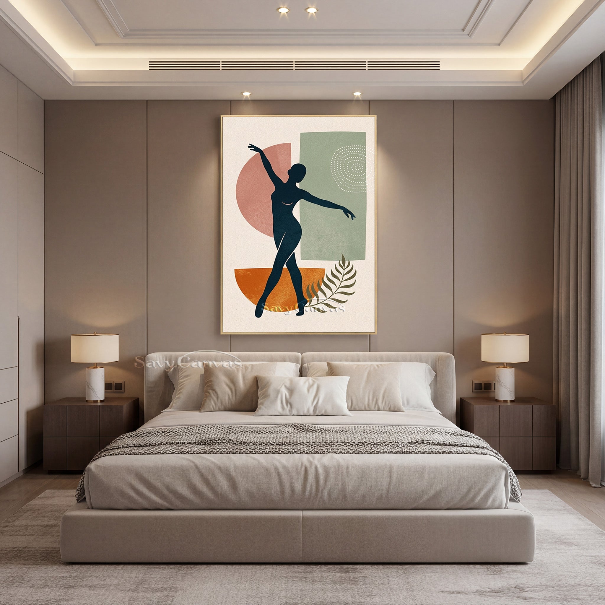 Elegant Dancing Woman Canvas Art - Minimalist Figure Decor #SS 181