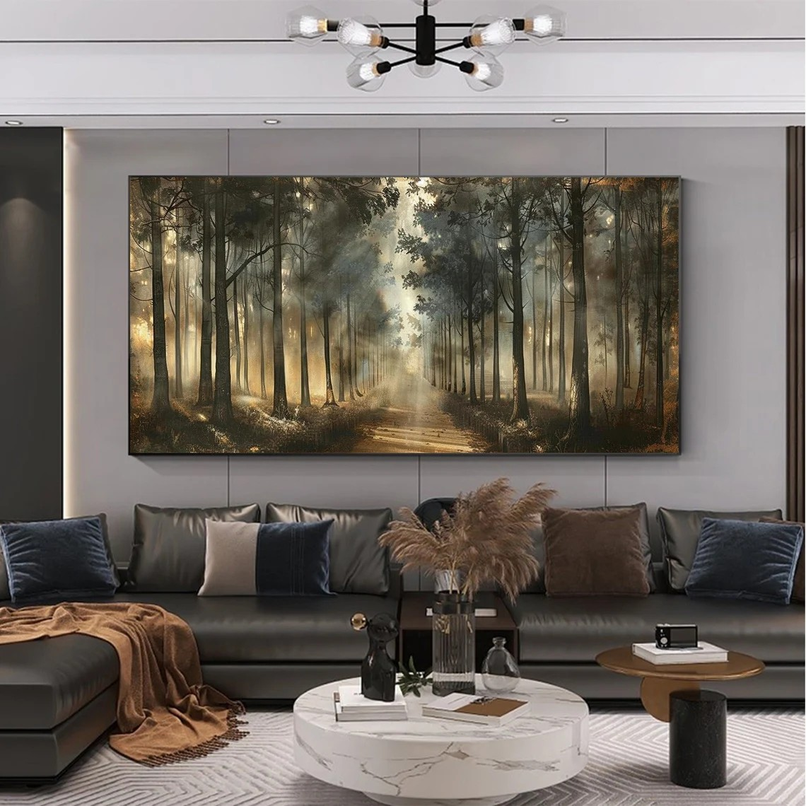 Forest Path Abstract Oil Painting - Sun-Drenched Woodland #JJ 041