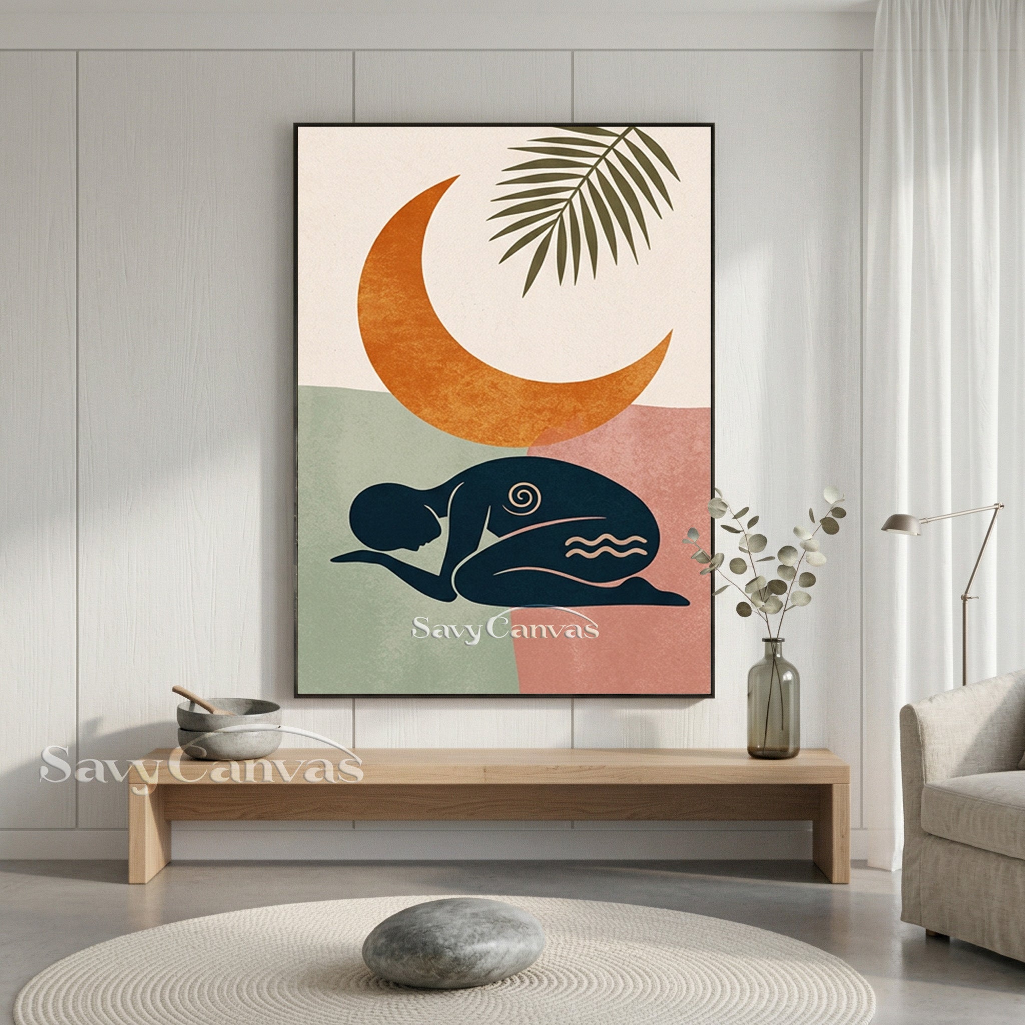 Modern Zen Meditation Figure Art - Handmade Oil Decor #SS 182