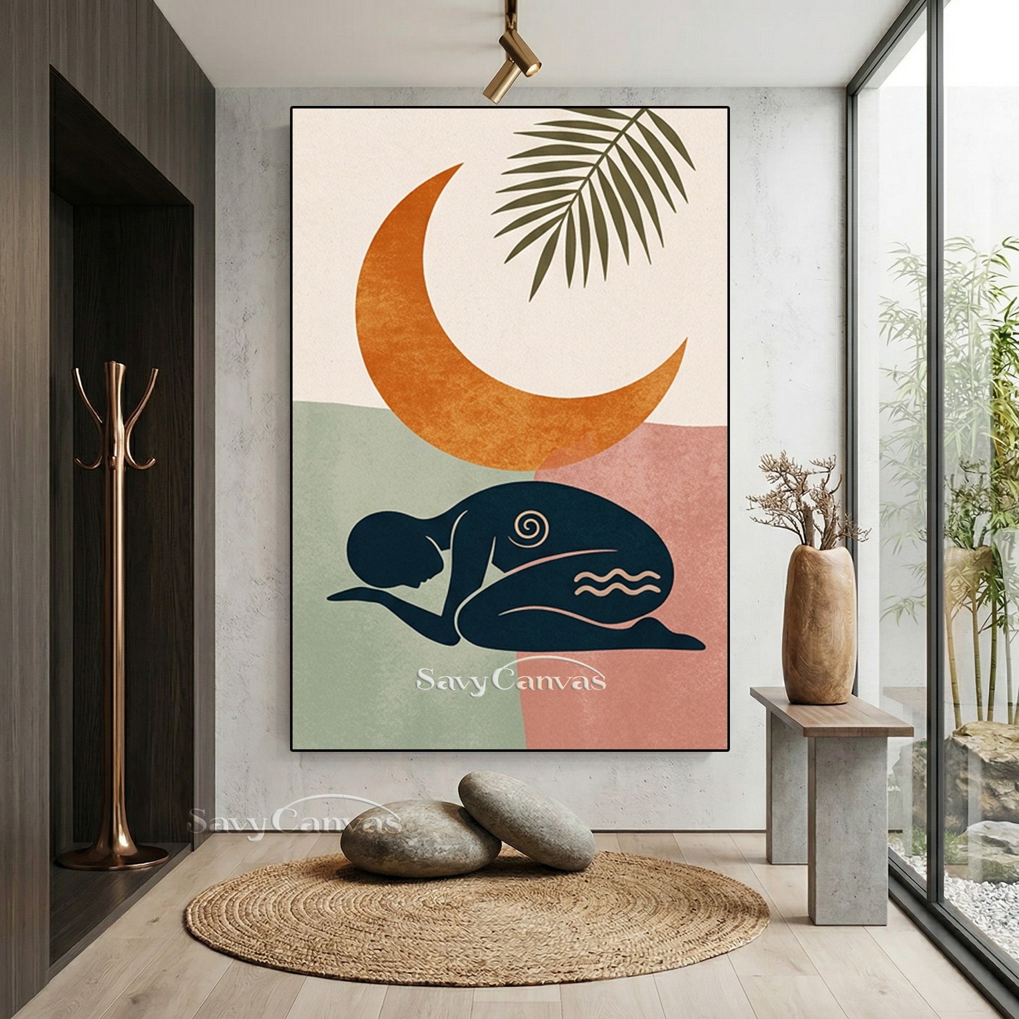 Modern Zen Meditation Figure Art - Handmade Oil Decor #SS 182