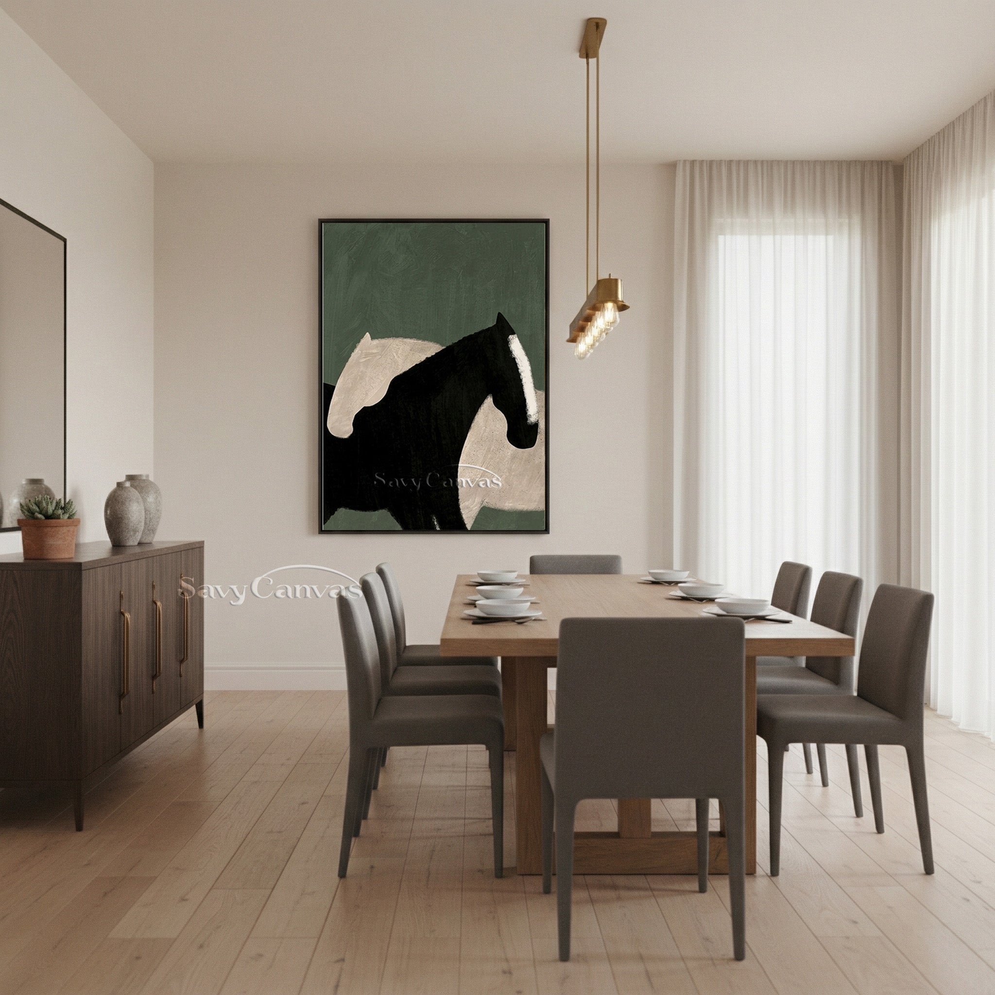 Minimalist Horse Oil Painting | Modern Abstract Wall Art #SS 183