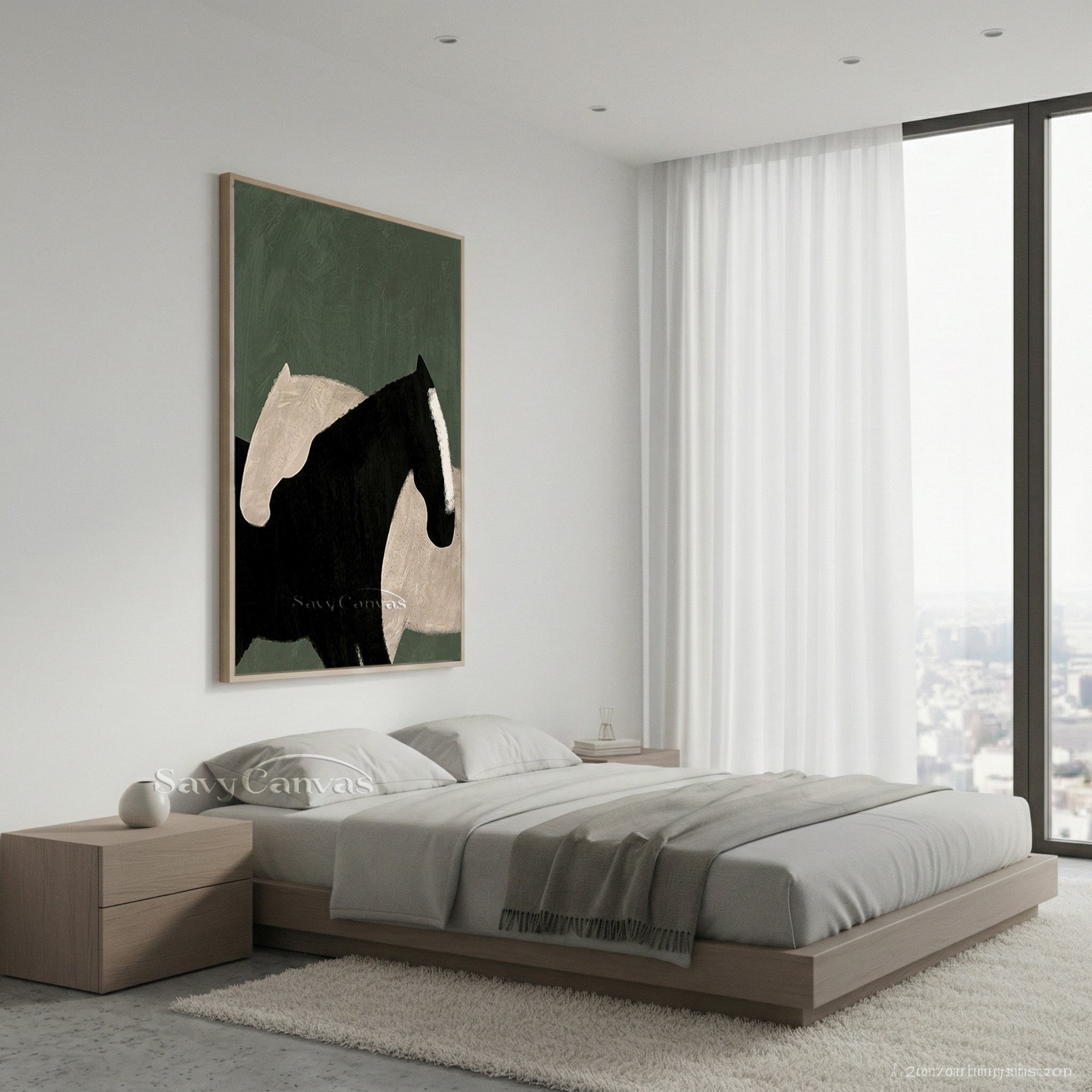Minimalist Horse Oil Painting | Modern Abstract Wall Art #SS 183