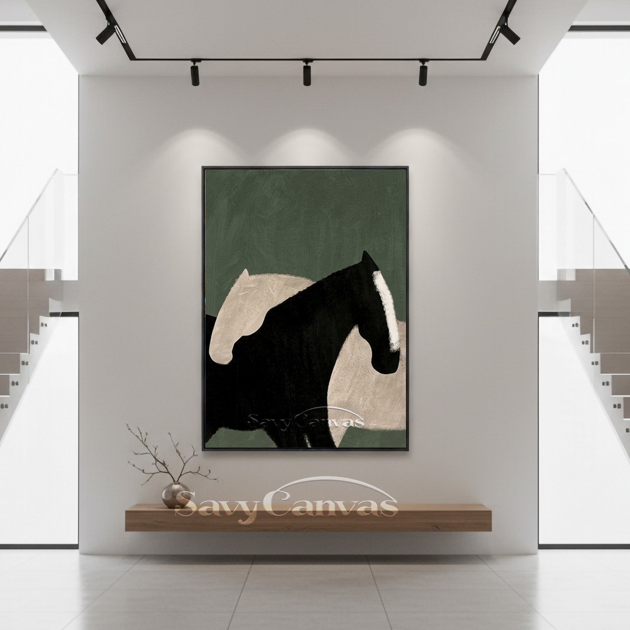 Minimalist Horse Oil Painting | Modern Abstract Wall Art #SS 183