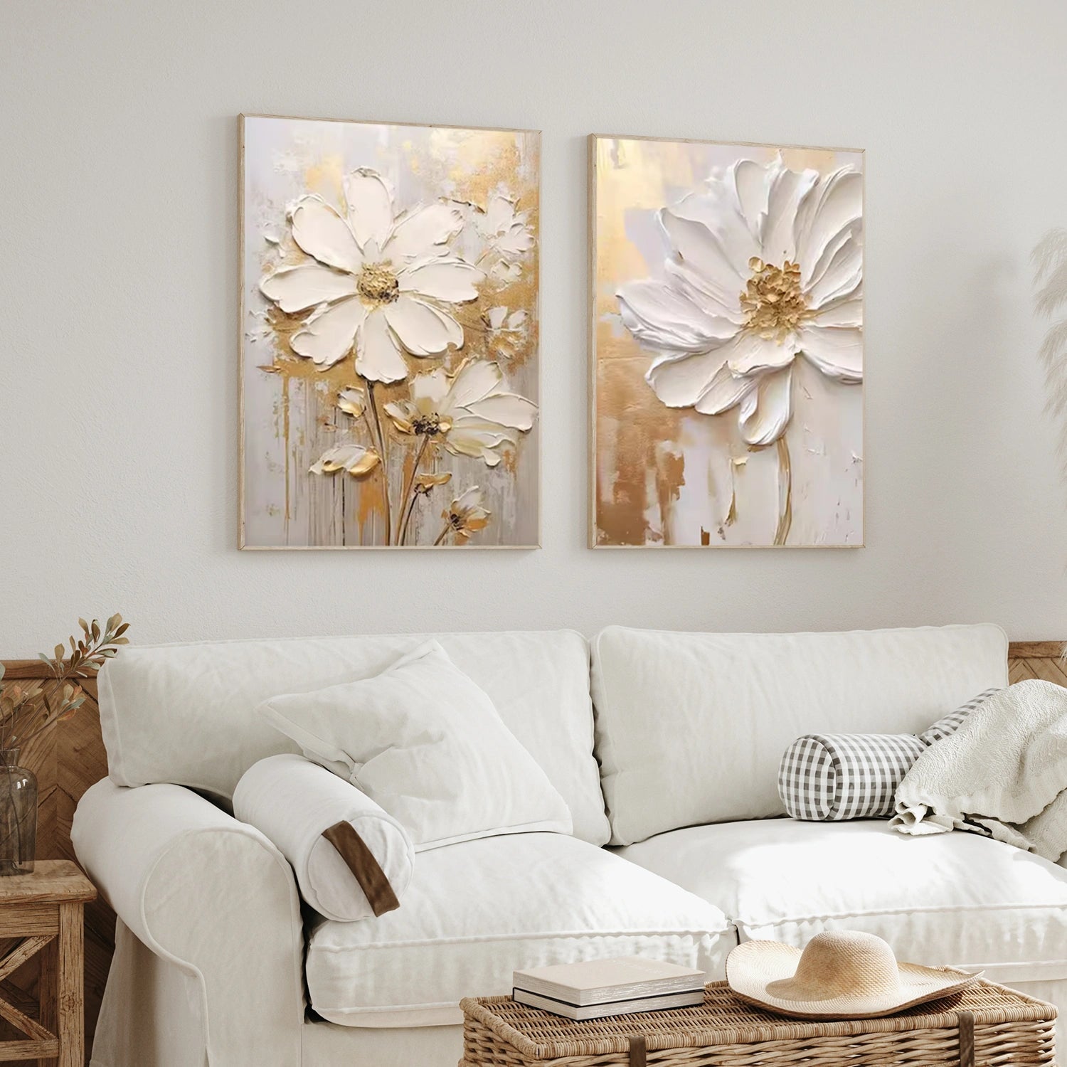 Modern Floral Oil Artworks for Living Rooms - Savy Canvas Creations #JJ 329