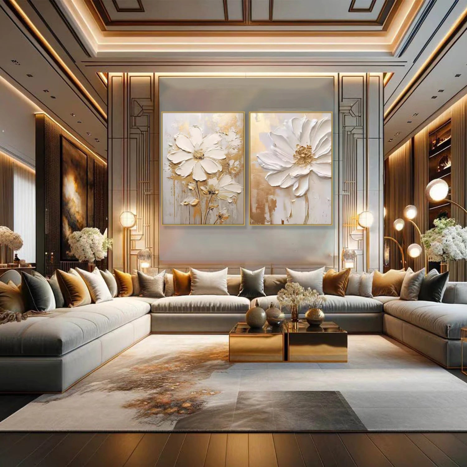 Modern Floral Oil Artworks for Living Rooms - Savy Canvas Creations #JJ 329