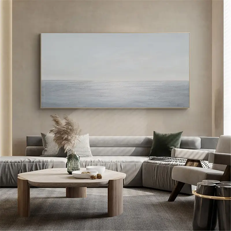 Handmade Serene Beige Landscape Abstract Wall Art #JJ 261