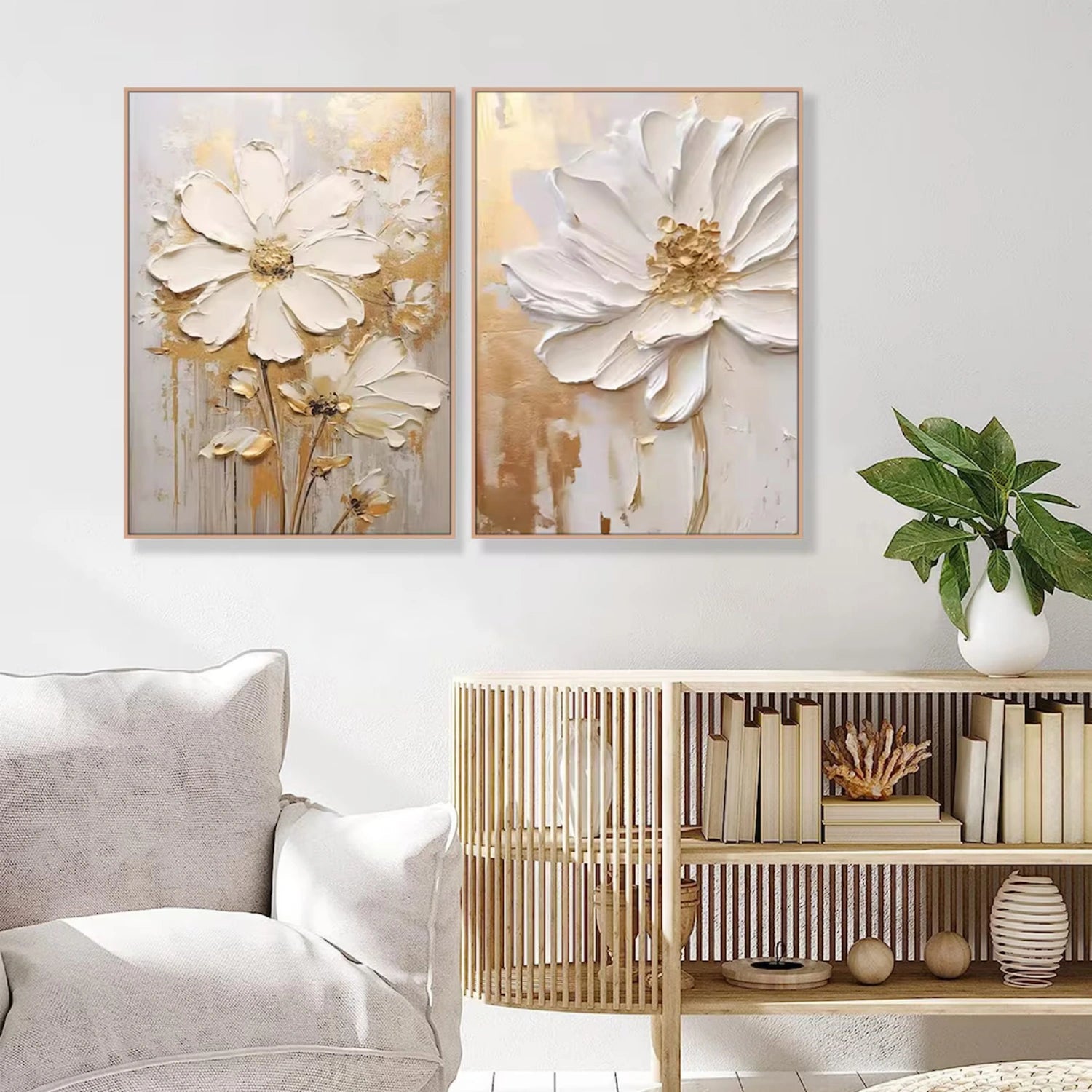 Savy Canvas' Exquisite Hand - Painted Oil Flowers: A Touch of Nature Indoors