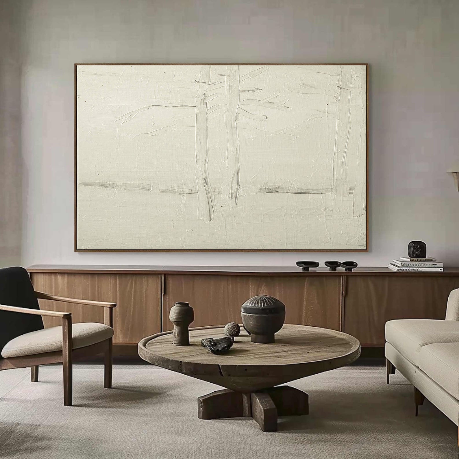 Large White Abstract Landscape Oil Painting