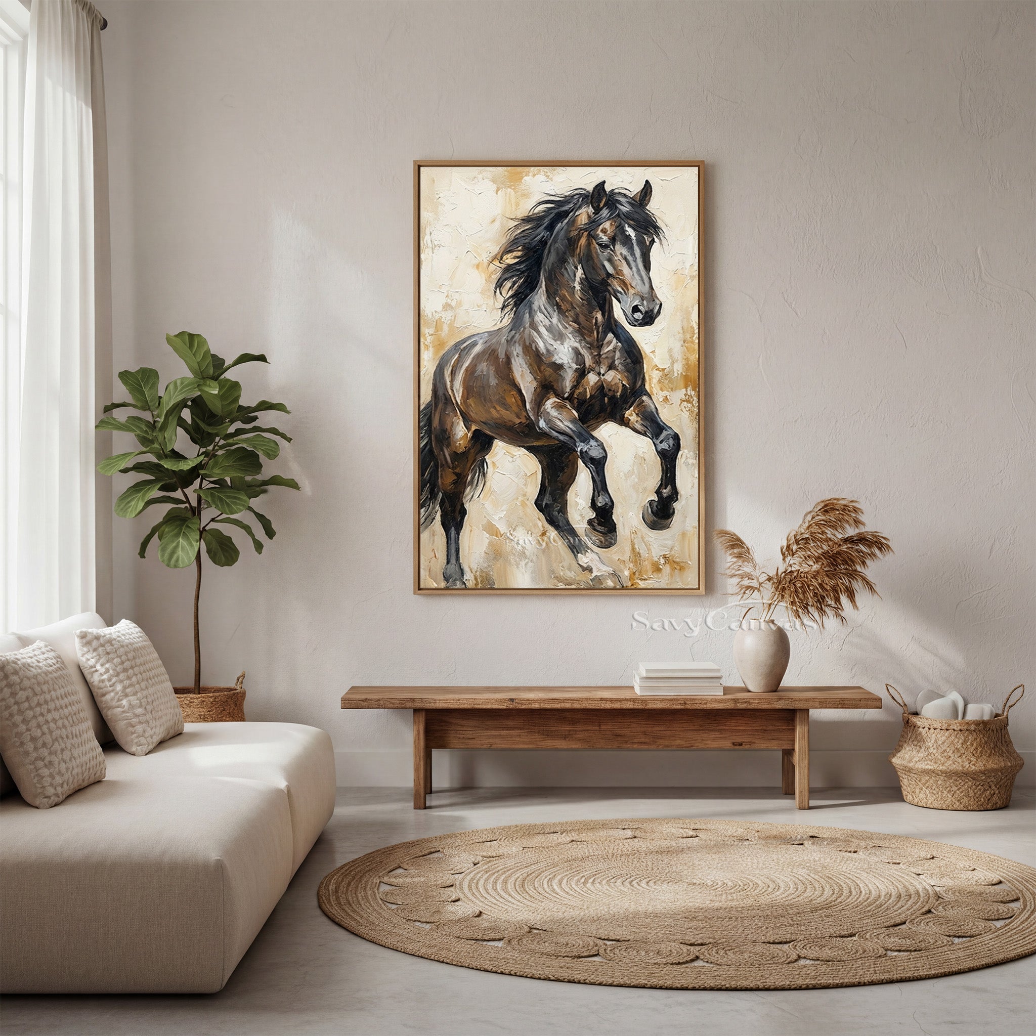 Powerful Galloping Horse Oil Painting - Textured Wall Art #SS 017
