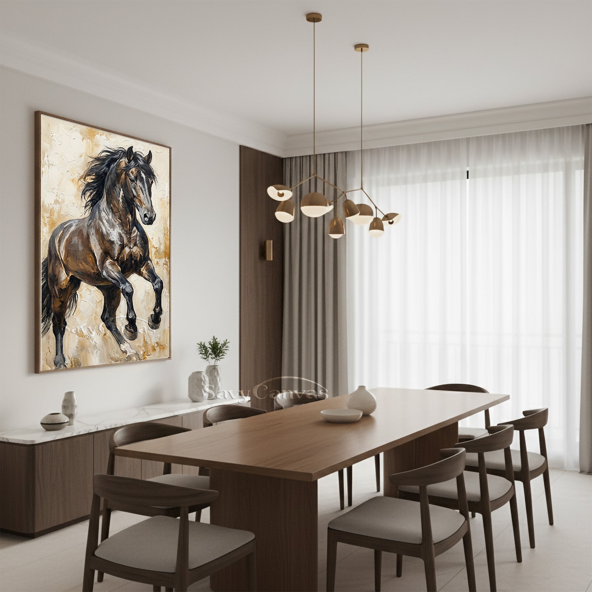 Powerful Galloping Horse Oil Painting - Textured Wall Art #SS 017