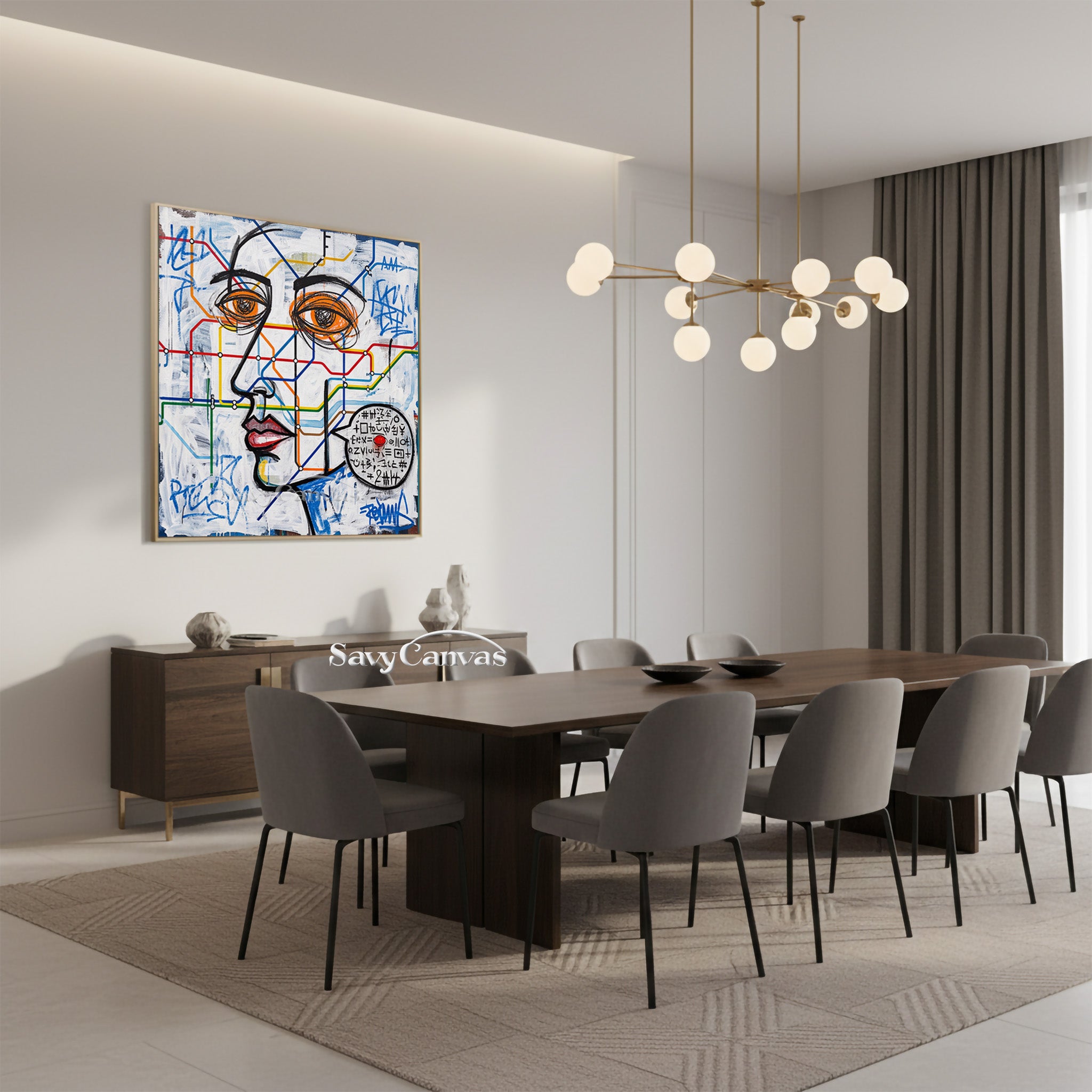 Street Graffiti Style Portrait Canvas Art - City Life Wall Decor #SS 050