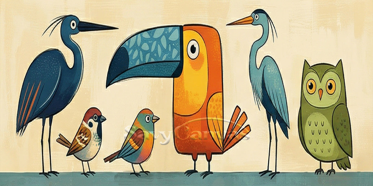 Whimsical Birds Canvas Wall Art | Colorful Nursery Decor