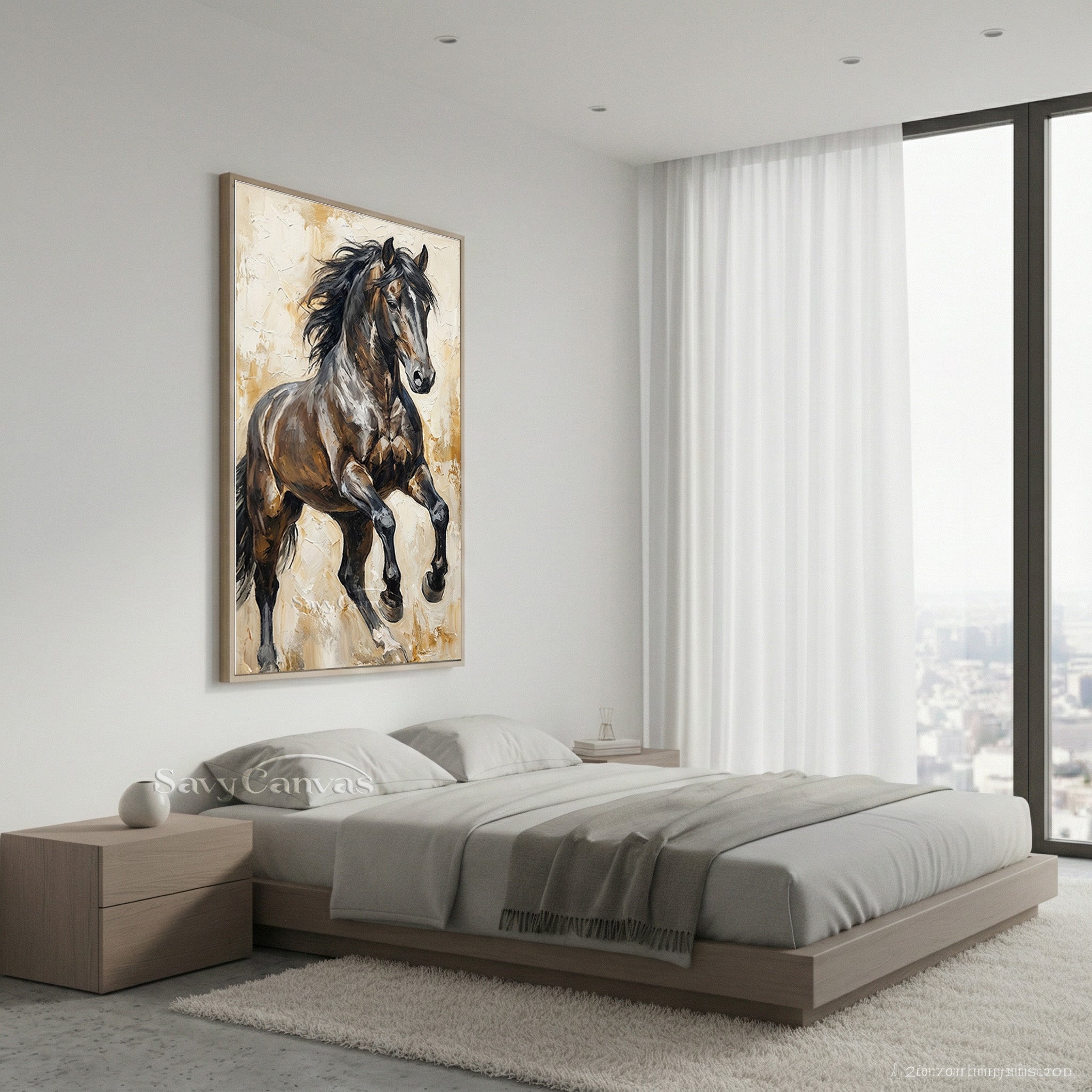 Powerful Galloping Horse Oil Painting - Textured Wall Art #SS 017
